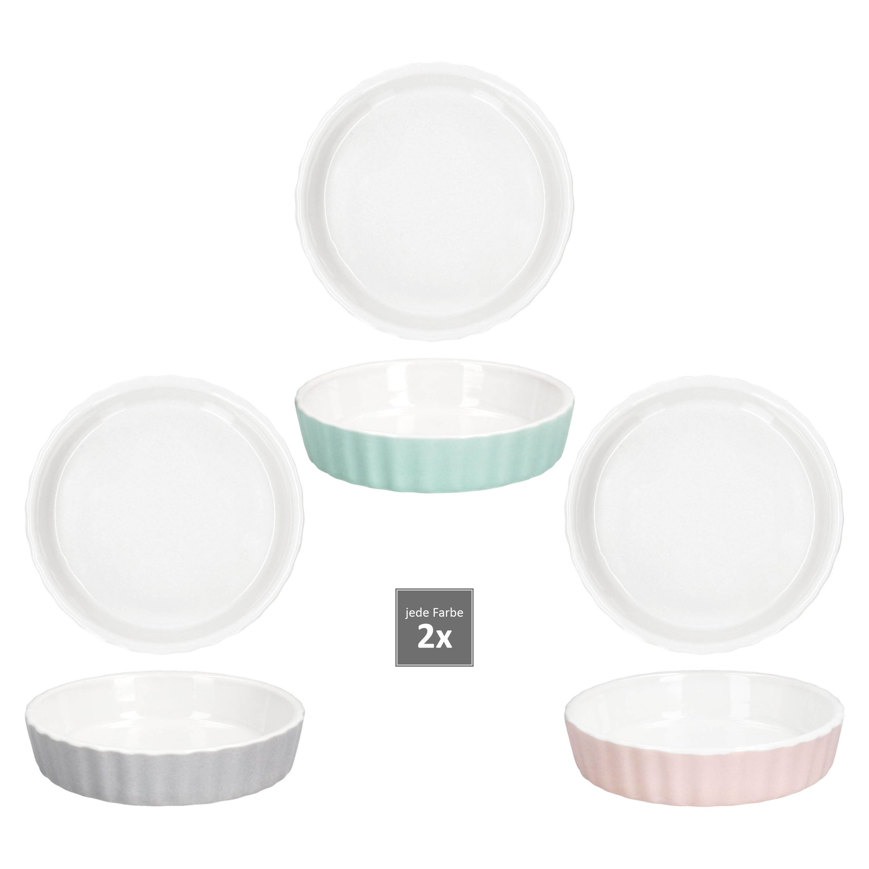 MamboCat Auflaufform 6er Set Crème Brûlée-Förmchen Emilia rosa mint grau Schälchen, Porzellan – Bild 4 von 5