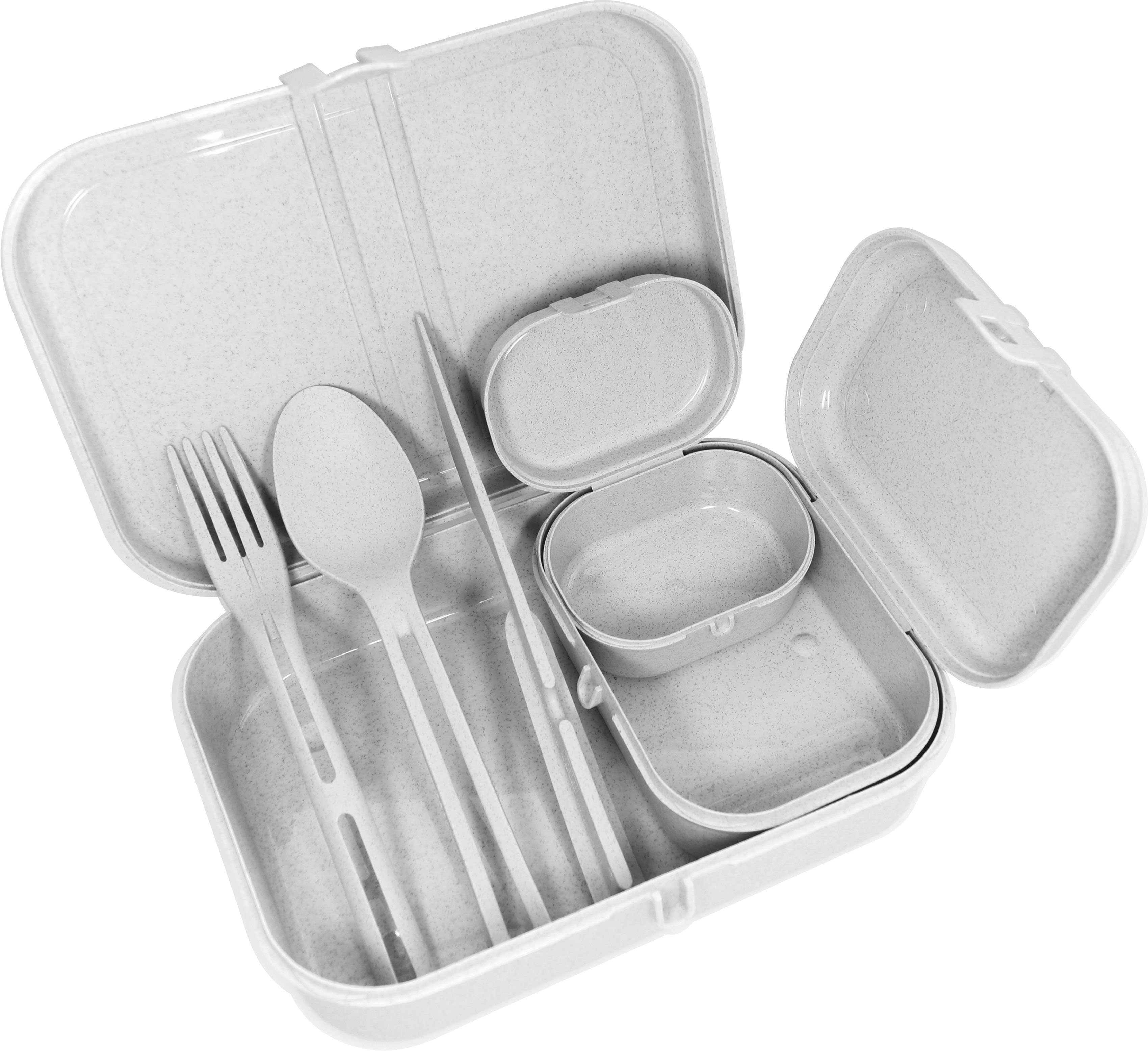 4-tlg), PASCAL Lunchbox grey Kunststoff, melaminfrei, spülmaschinengeeignet, (Set, organic inkl. KOZIOL Besteck READY,