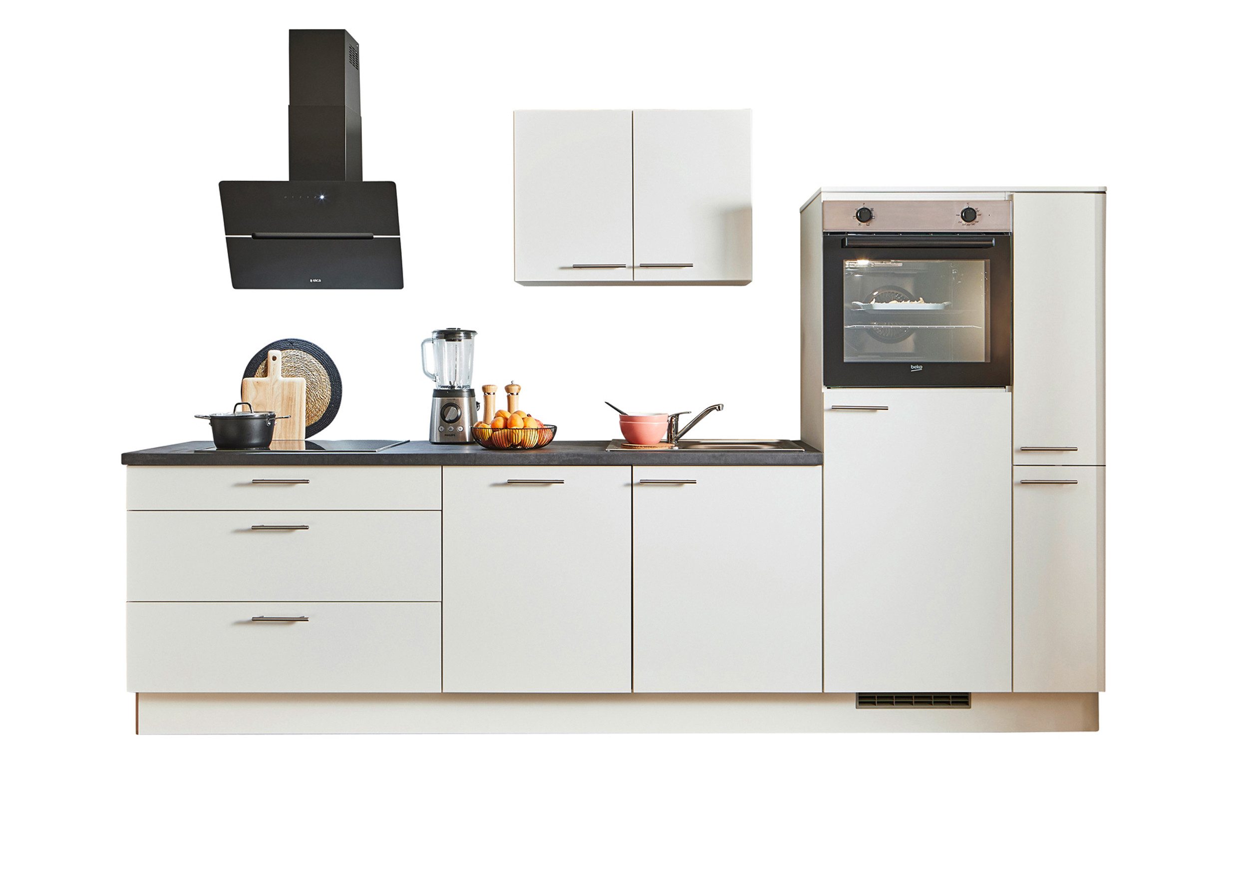 pino Küchenzeile Stockholm, individuell anpassbar, gratis Küchenplanung mit Profis, (Breite 290cm), vormontiert, wahlw. mit E-Geräten, Preis inkl. Lieferung