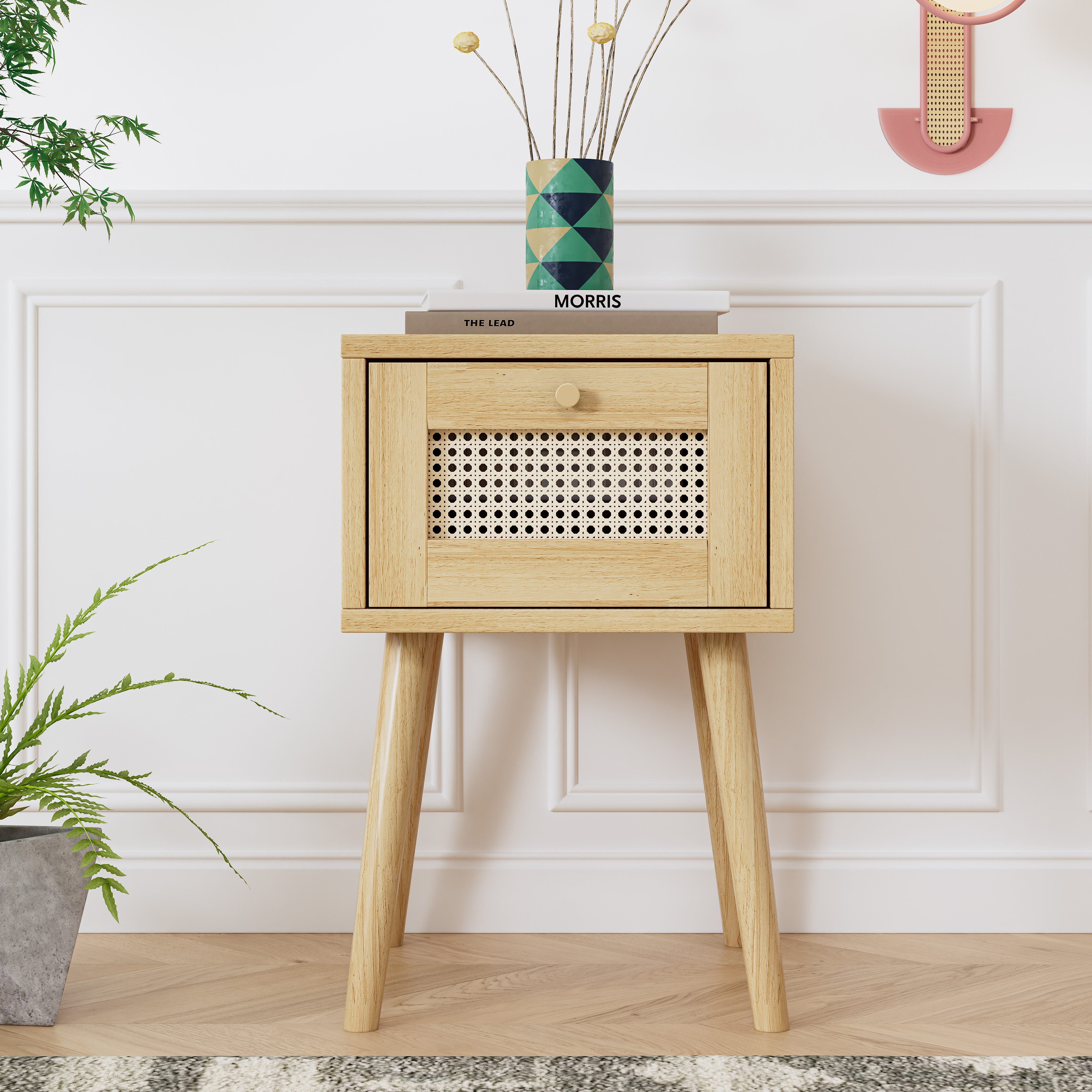 Flieks Nachttisch, Nachttisch mit Schublade und Rattan-Oberfläche günstig online kaufen