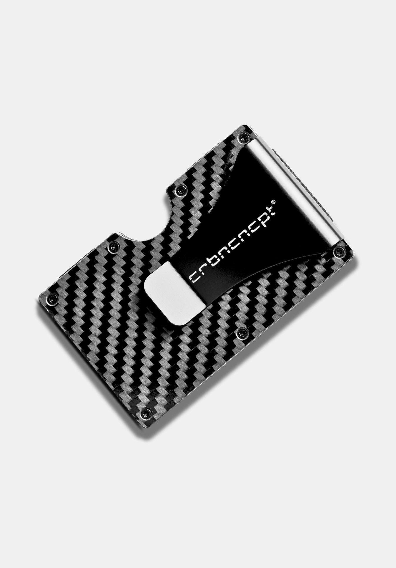 CRBNCNCPT Kartenetui Carbon Fiber Kartenetui mit Geldklammer aus Aluminium - Schwarz Herren, RFID Schutz