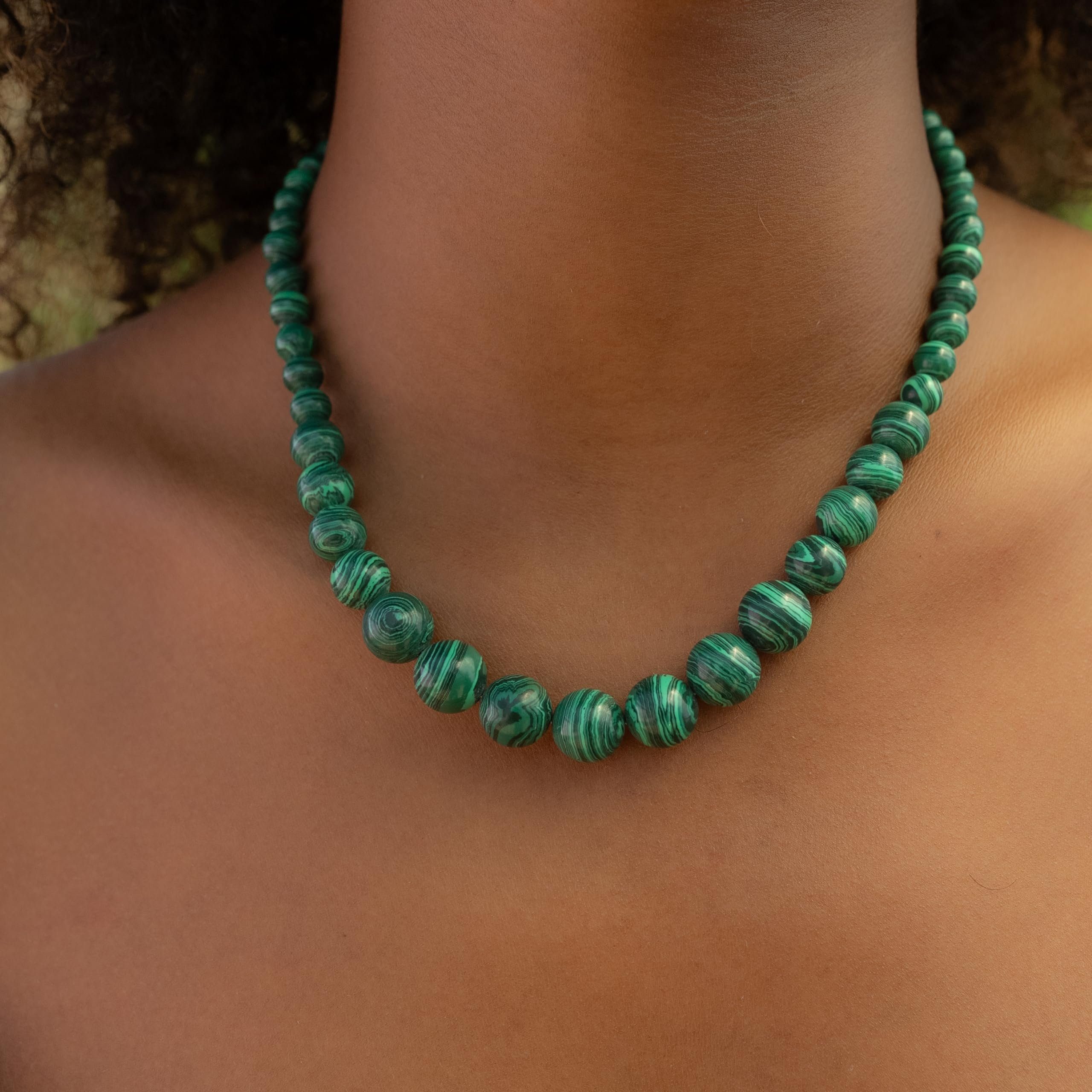 Made by Nami Perlenkette Bunte Perlenkette Damen aus echten Steinen mit Schlangenmaserung, Boho Schmuck 40 + 5 cm Länge
