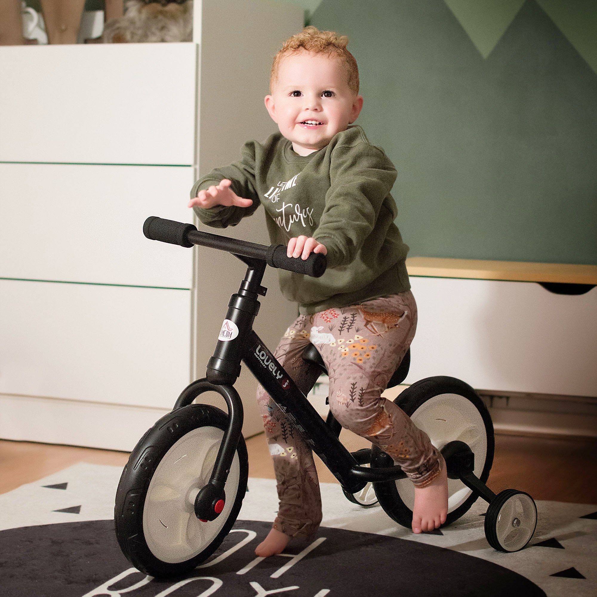 HOMCOM Laufrad Kinderrad Stützräder Pedale, 2-5 Jahre, höhenverstellbar, PP günstig online kaufen