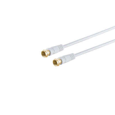 Kabelbude.eu F-Stecker - F-Stecker verg. Ferrit, weiß, 1,5m SAT-Kabel, (150,00 cm)