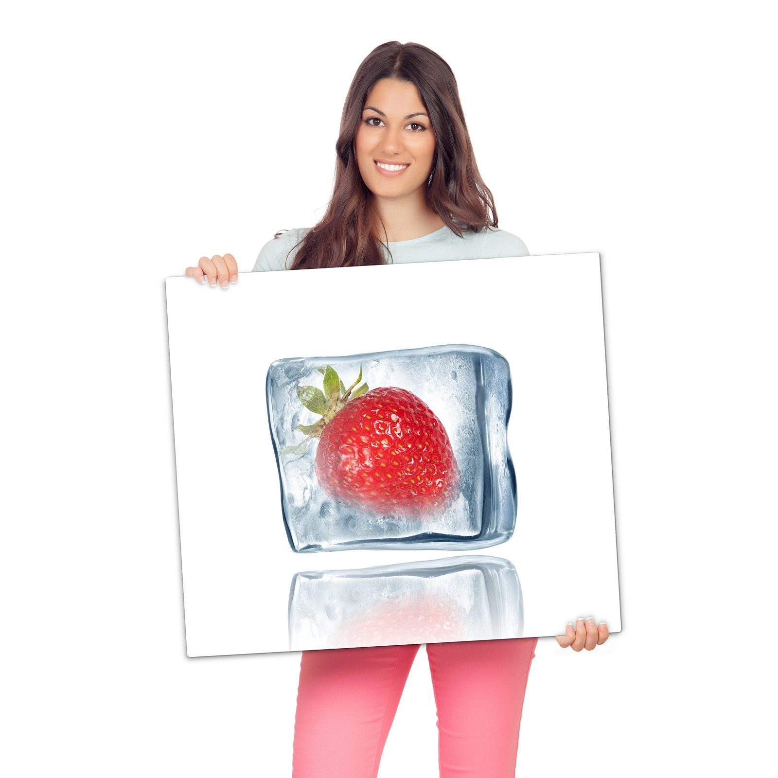 tlg) aus Erdbeereneiswürfel, Glas Glas, Herdabdeckplatte Spritzschutz Primedeco Herd-Abdeckplatte (1