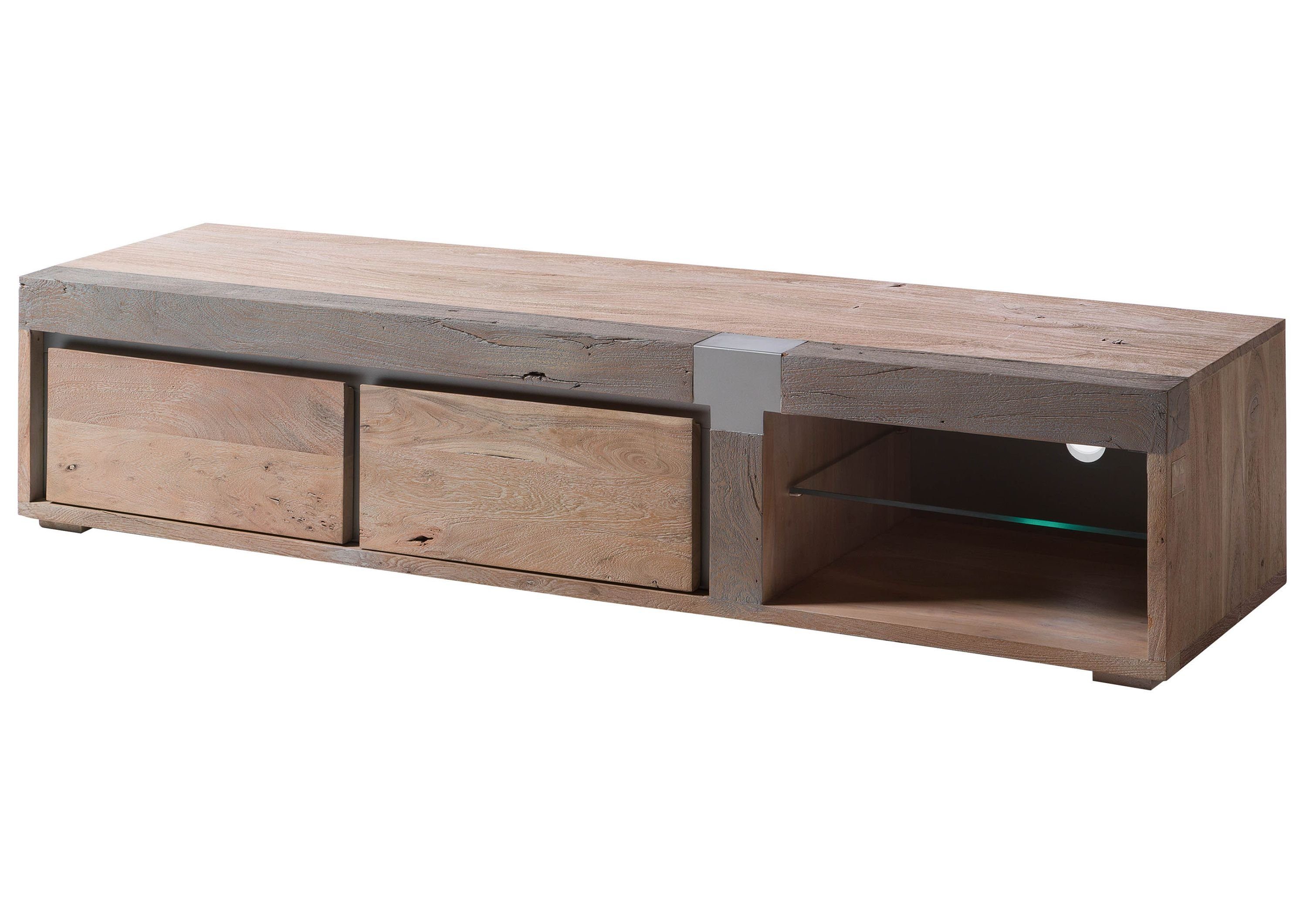 Massivmoebel24 TV-Board AMSTERDAM (Massivholz), TV-Board Akazie 180x48x39 beige lackiert Amsterdam #101