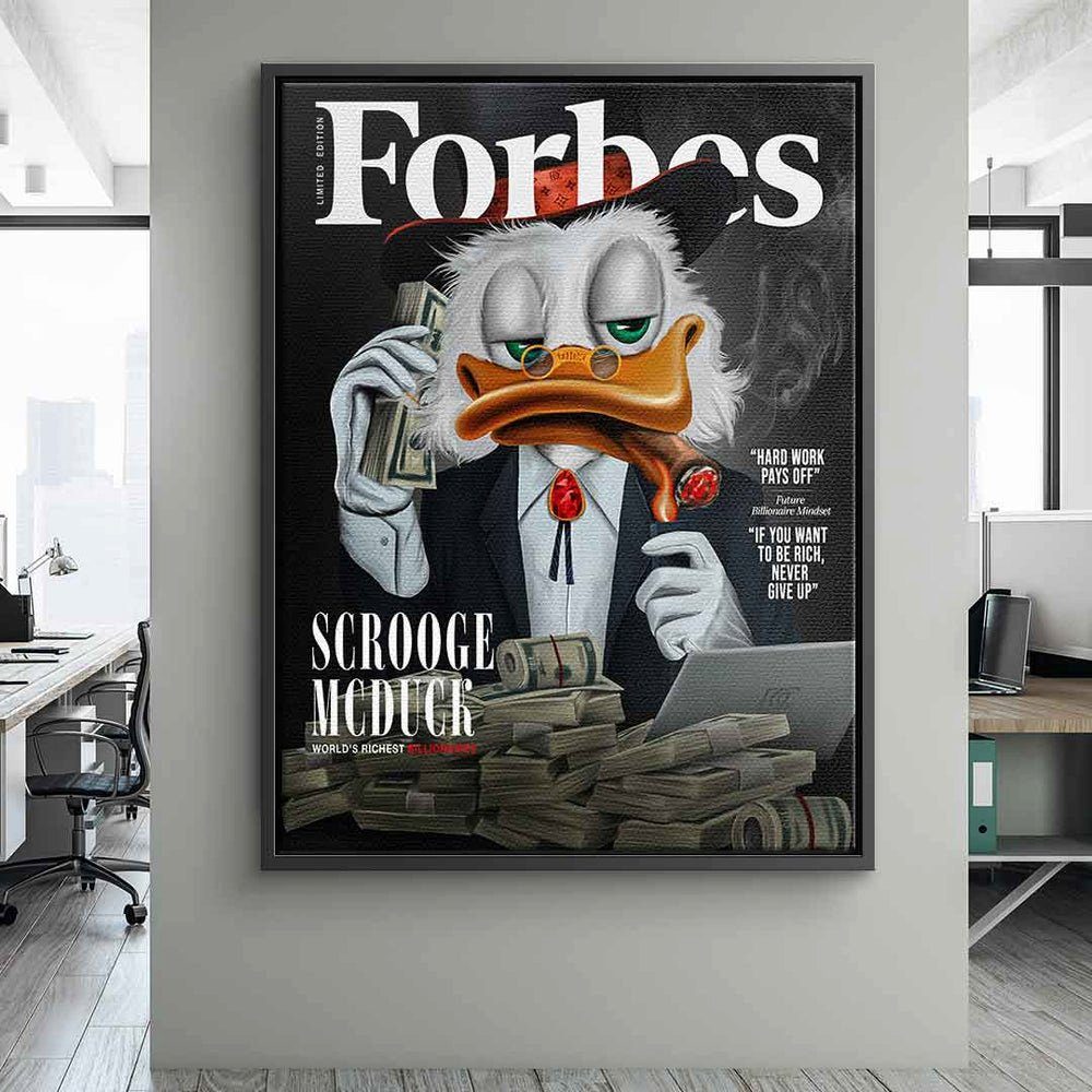 DOTCOMCANVAS® xxl Pop Rahm Leinwandbild Rahmen Motiv mit Forbes premium Leinwandbild, Motivationsbild schwarzer Art