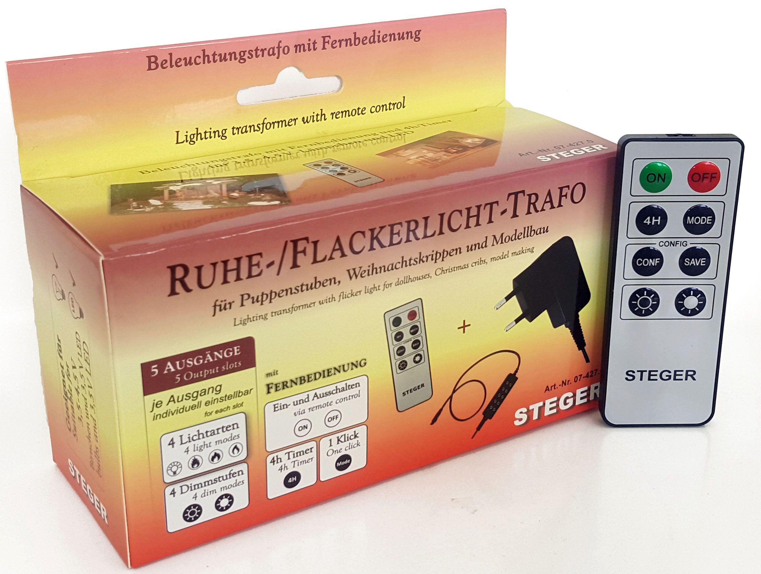 Krippen-Zubehör Ruhe-/Flackerlicht-Trafo m. Fernbedienung