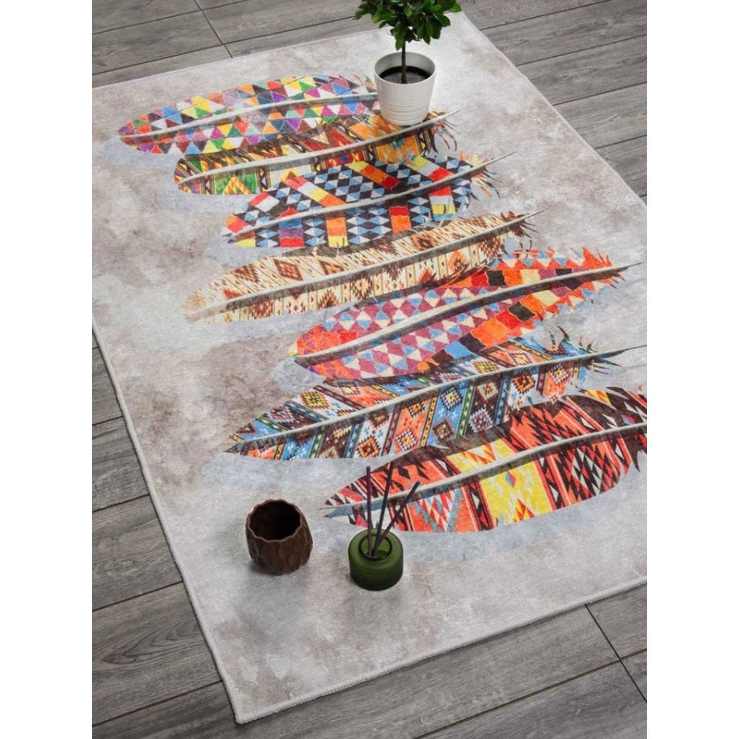 Jungengel Designteppich Modern Multi Feder Wohnzimmer Teppich Läufer Flach günstig online kaufen