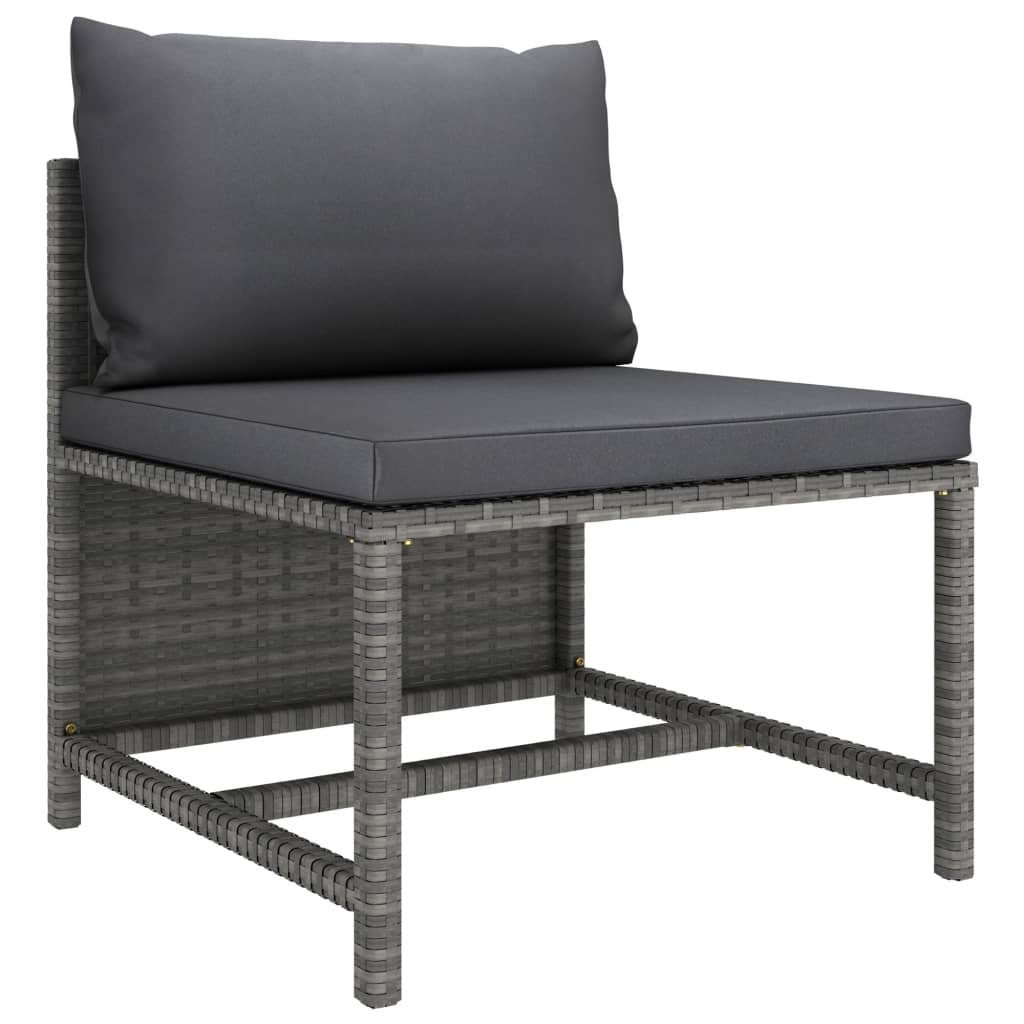 vidaXL Loungesofa Modulares Mittelsofa mit Kissen Grau Poly Rattan, 1 Teile