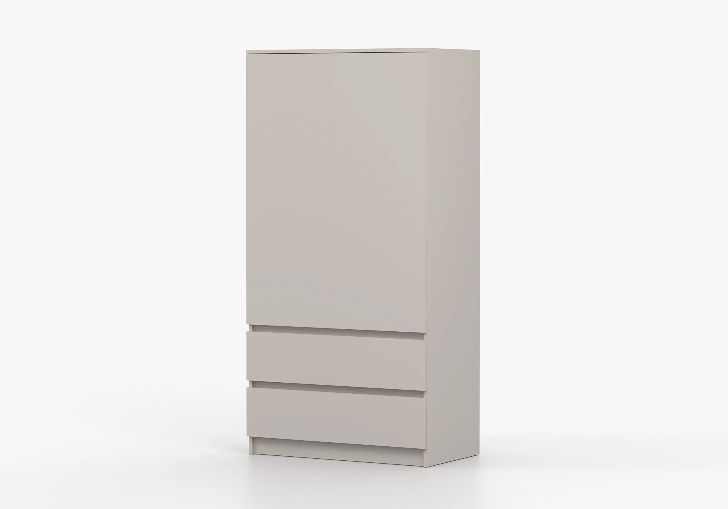 MOEBLO Drehtürenschrank LOSKO 2D2S (Kleiderschrank - 90 cm breit, mit 2 Türen, 2 Schubladen, 4 Einlegeböden und Kleiderstange, grifflos, Weiß oder Kaschmir) (Bx – Bild 3 von 5