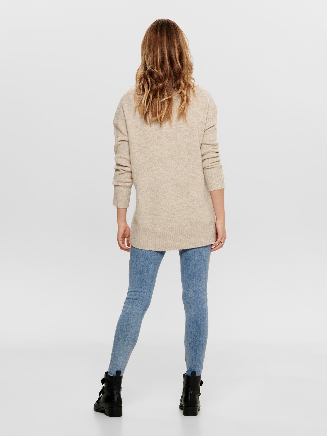 ONLY Strickpullover Strick-Pullover Beige Sweater Only Damen Pulli Rundhals OnlNanjing