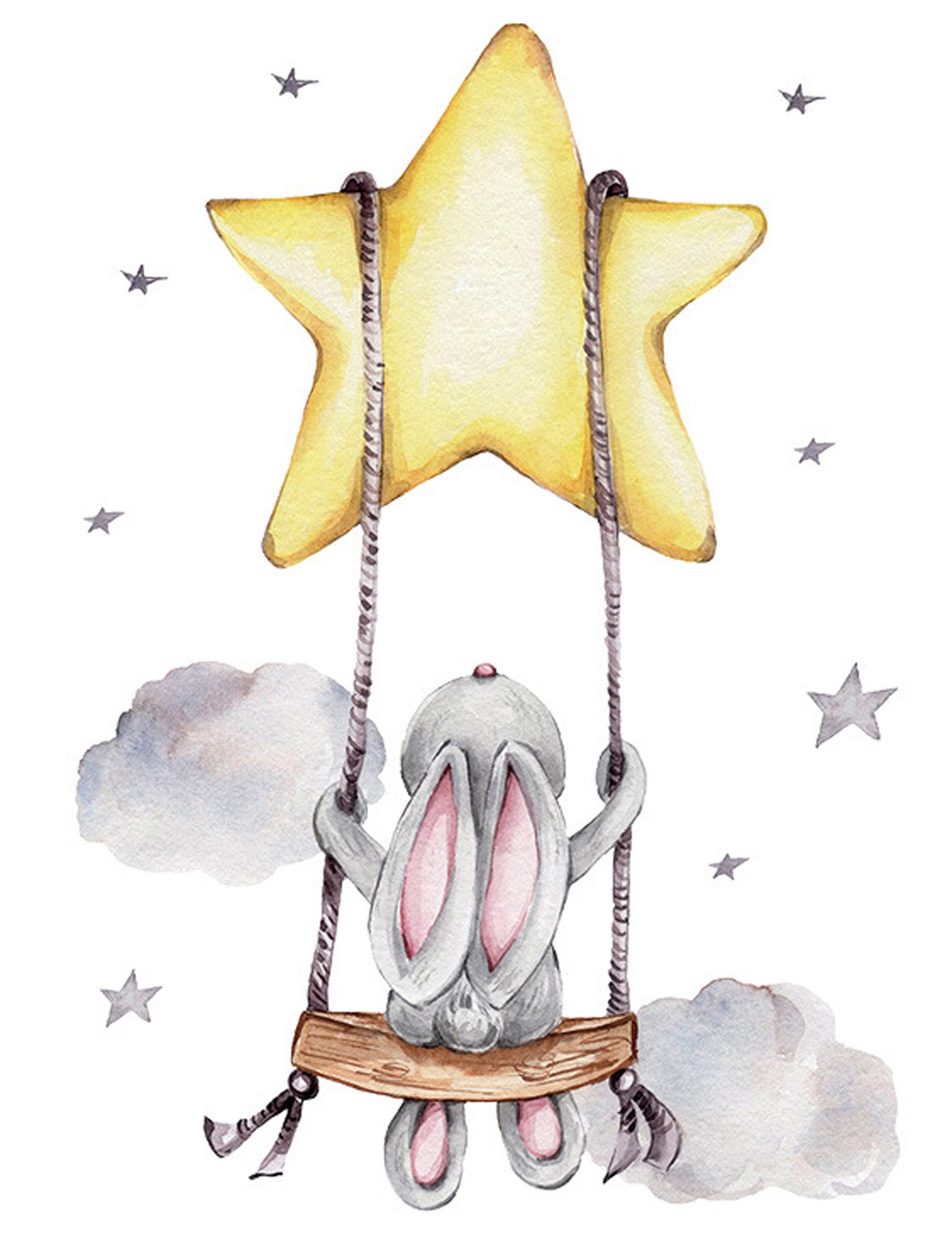 Sipo Wandbild Wandaufkleber Hase, Sterne, Hase günstig online kaufen