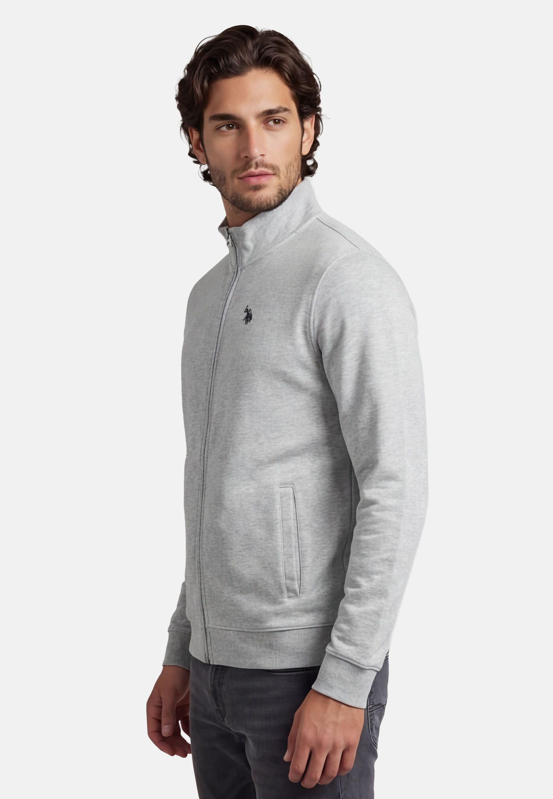U.S. Polo Assn. Sweatjacke Stehkragenpullover USKiian – Herren Full-Zip Pullover Baumwoll-Viskose-Mix, weich, atmungsaktiv und formstabil