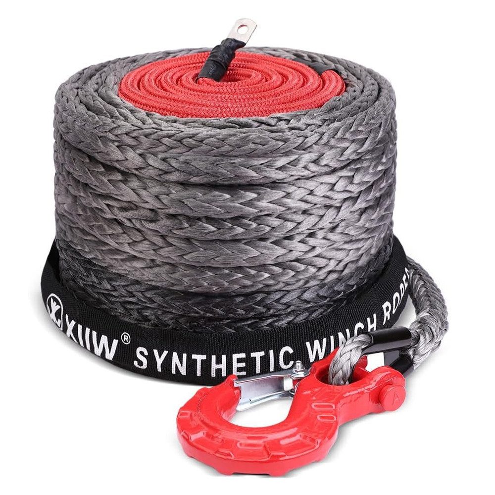 XERSEK Seilwinde Aufgerüstet Schutzhüllenhaken 12-Strand 20500 LBS UHMWPE Seil-Winde, (Synthetik-Kunststoff-Seil 10mm x 28m Synthetikseil, Windenseil Forstseil Anhängerseil Fahrzeugwinde), LKW ATV UTV