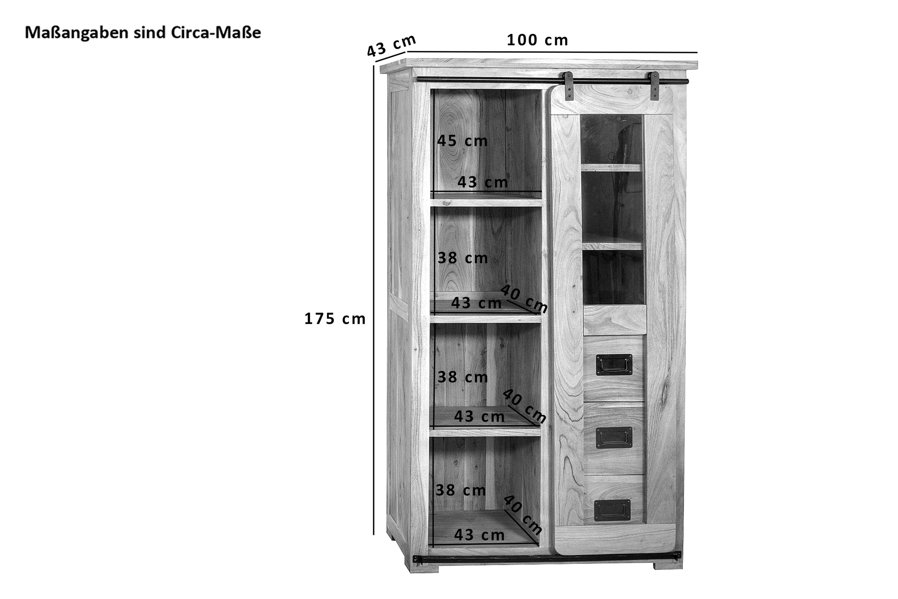 Gia nussbaumfarben, natur- oder mit Glasrolltür SAM® Vitrine Akazienholz,