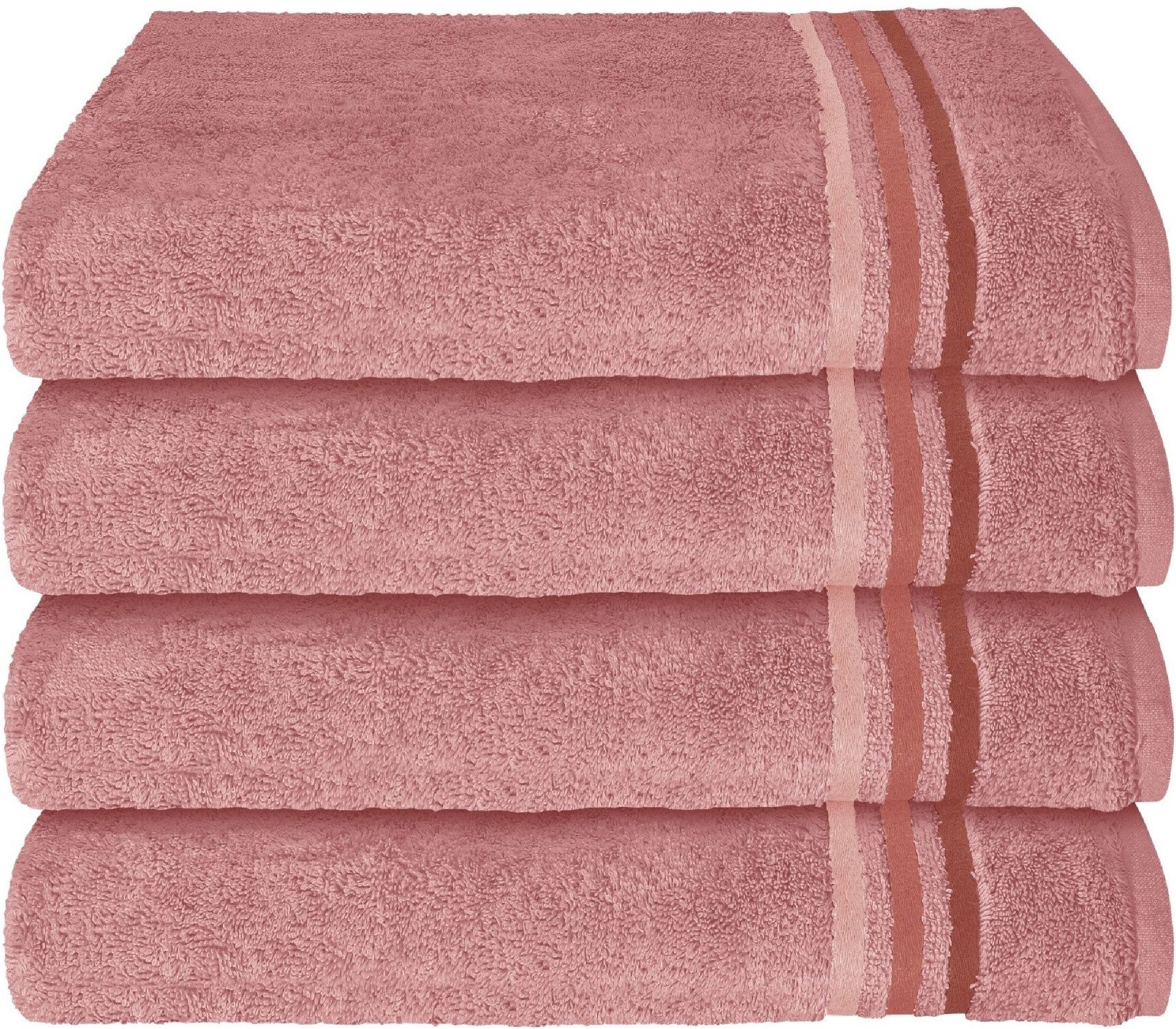 Schiesser Handtücher Skyline Color aus 100 % Baumwolle mit eleganter Streifenbordüre, Frottier (Set, 4-St), OEKO-TEX® MADE IN GREEN