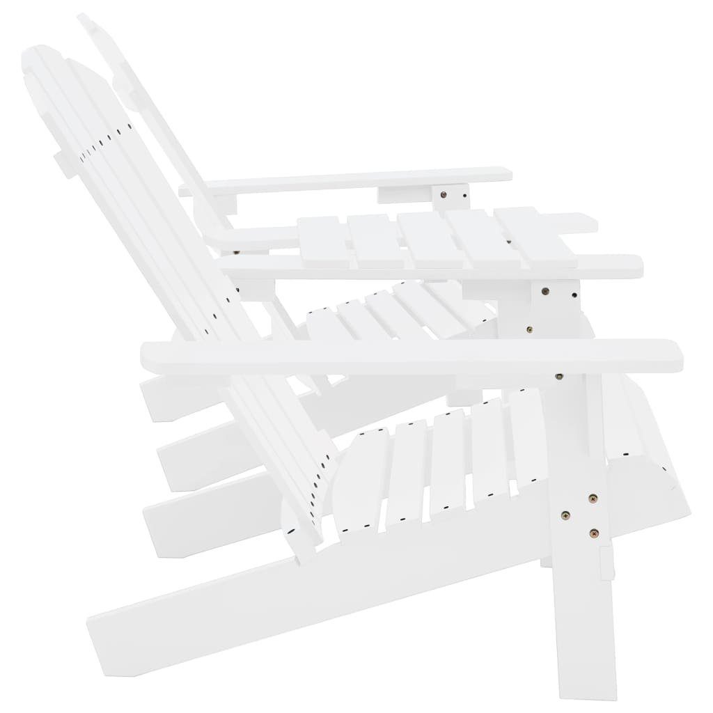 vidaXL Gartenstuhl Teetisch Garten-Adirondack-Stühle Weiß Massivholz Weiß St) Weiß (1 | mit Tanne