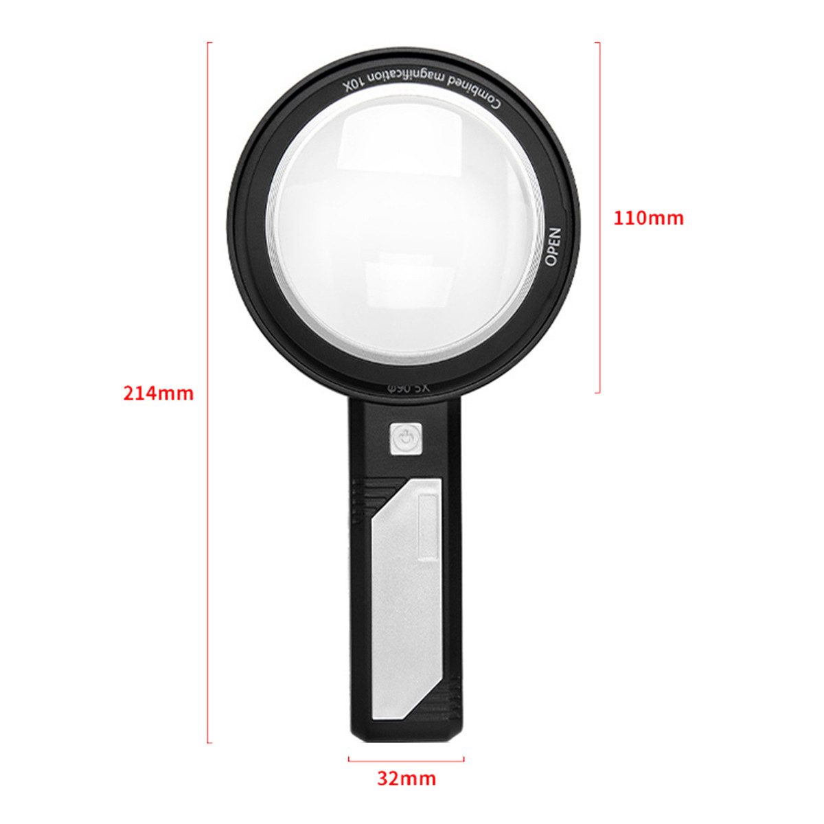 KINSI Handlupe 5X Handlupe mit 6 LED, UV-Geldprüfung, Dualobjektiv, Leselupe, Geschenk für Eltern und Kinder, optisch gehärtete Acryllinse
