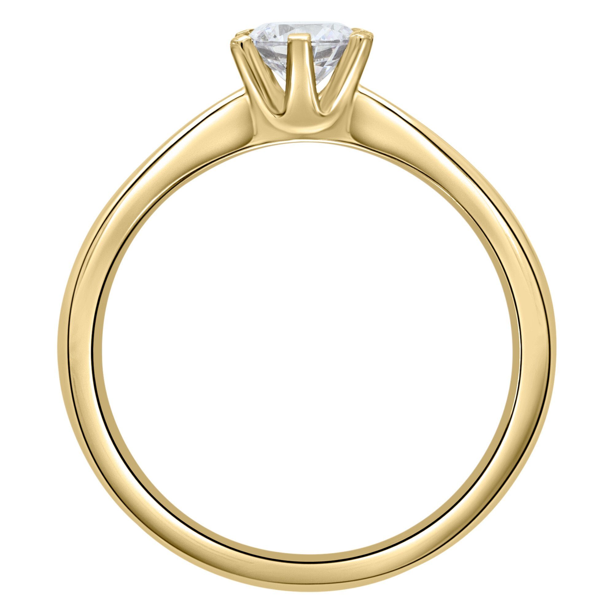 Diamantring ct Damen Schmuck ELEMENT Gelbgold, aus 585 Gold 0.1 Ring Brillant Diamant ONE