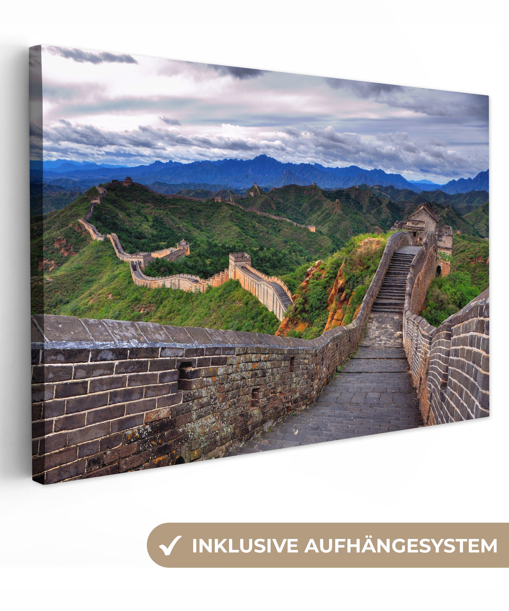 OneMillionCanvasses® Leinwandbild Blick auf die Chinesische Mauer, (1 St), Wandbild Leinwandbilder, Aufhängefertig, Wanddeko, 30x20 cm
