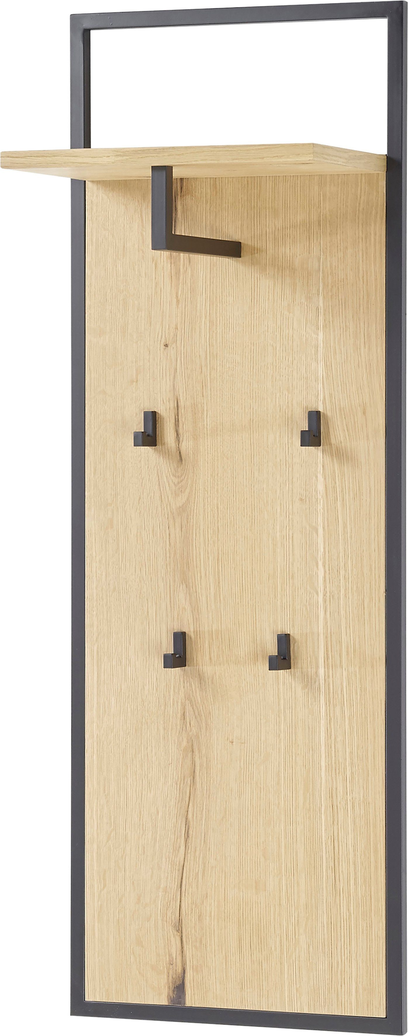 MCA furniture Garderobenpaneel Yorkshire, Breite ca. 40 cm, Kleiderstange  und Haken Metall in schwarz matt