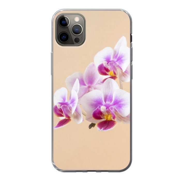 MuchoWow Handyhülle Weiße und rosa Orchidee Handyhülle Apple iPhone 12 Pro Max Smartphone-Bumper Print Handy