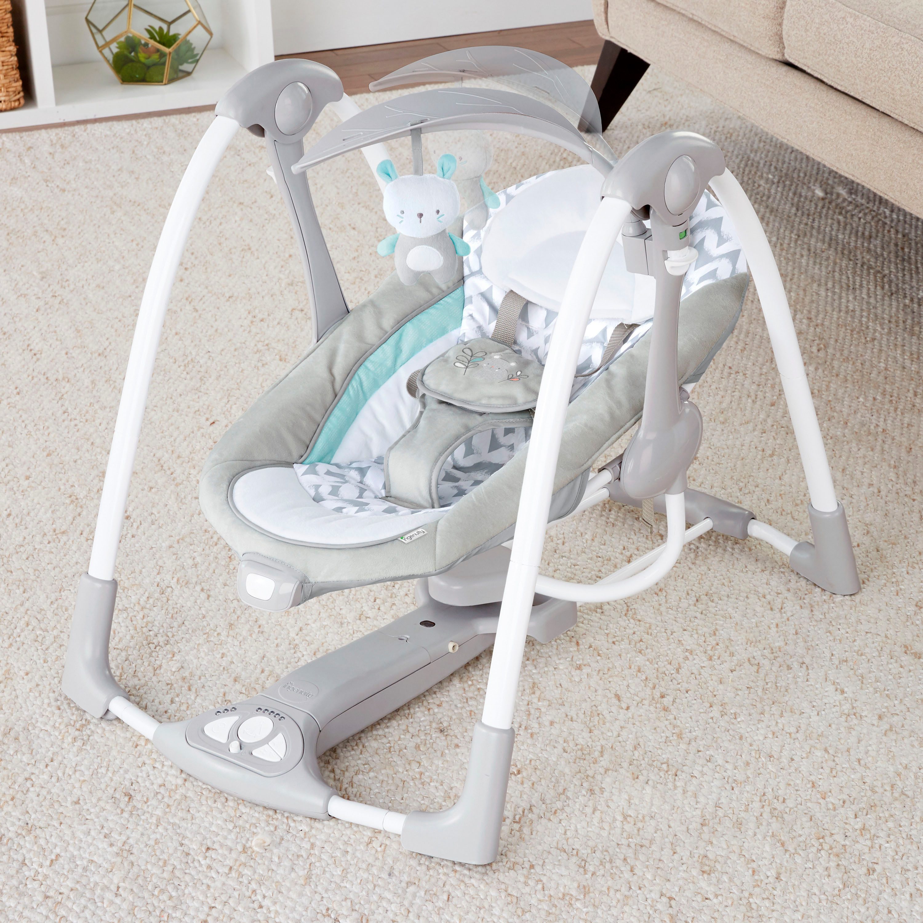 ingenuity Babyschaukel ConvertMe Swing-2-Seat Portable Swing - Raylan, mit automatischer Schaukelfunktion und Sound-Effekt – Bild 4 von 5