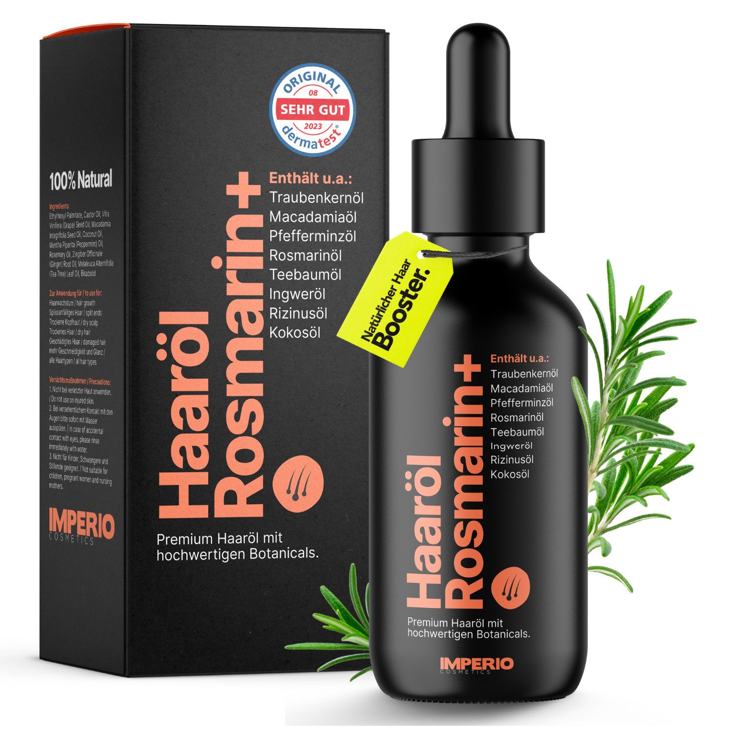 IMPERIO Haaröl Rosmarinöl Haare 60ml - Haaröl zur Haarpflege & gegen Haarausfall