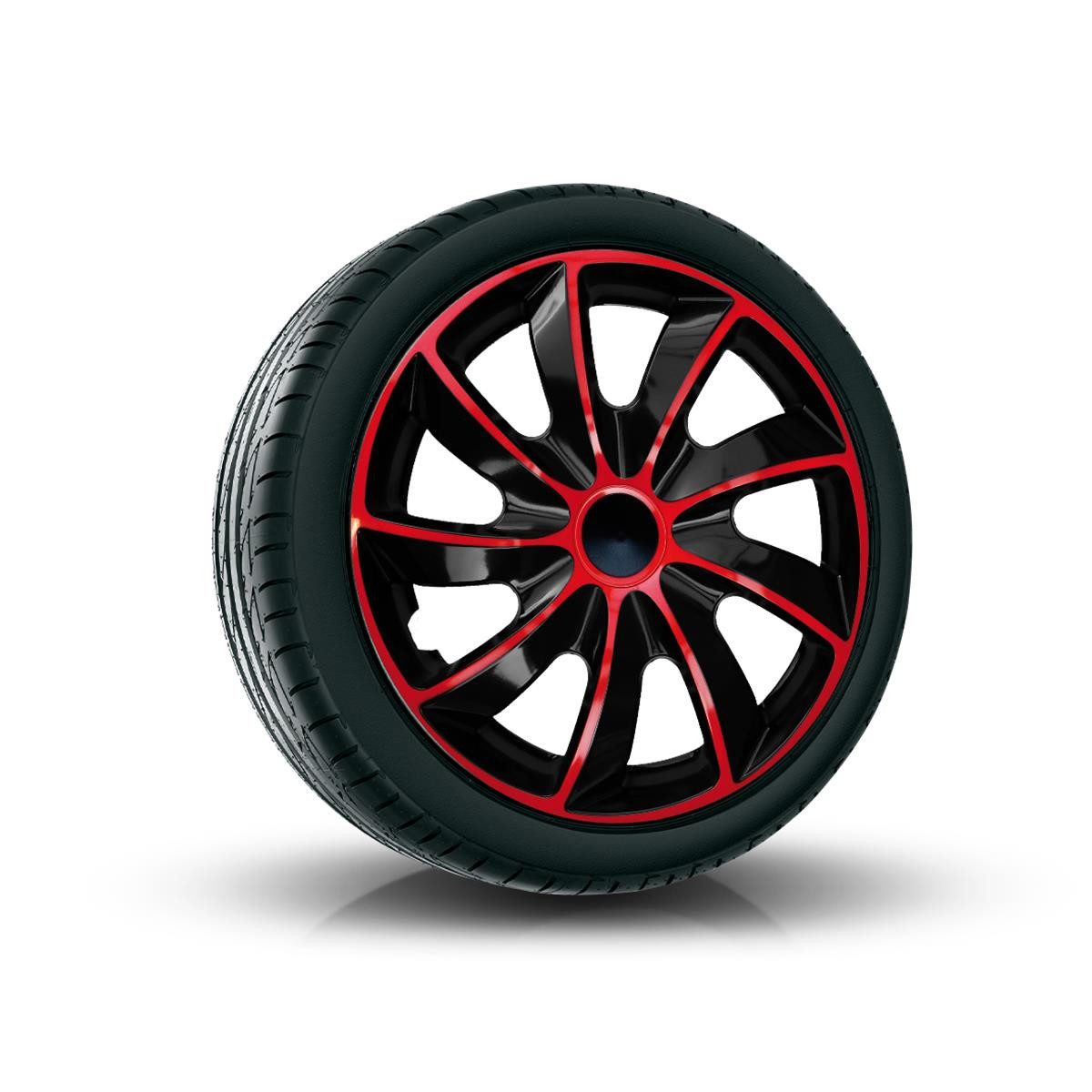 NRM Radkappe QUAD 15 Zoll in Rot, 15 in Zoll, (4-St) Radzierblenden für Stahlfelgen Ковпаки Satz 4er Set 15"