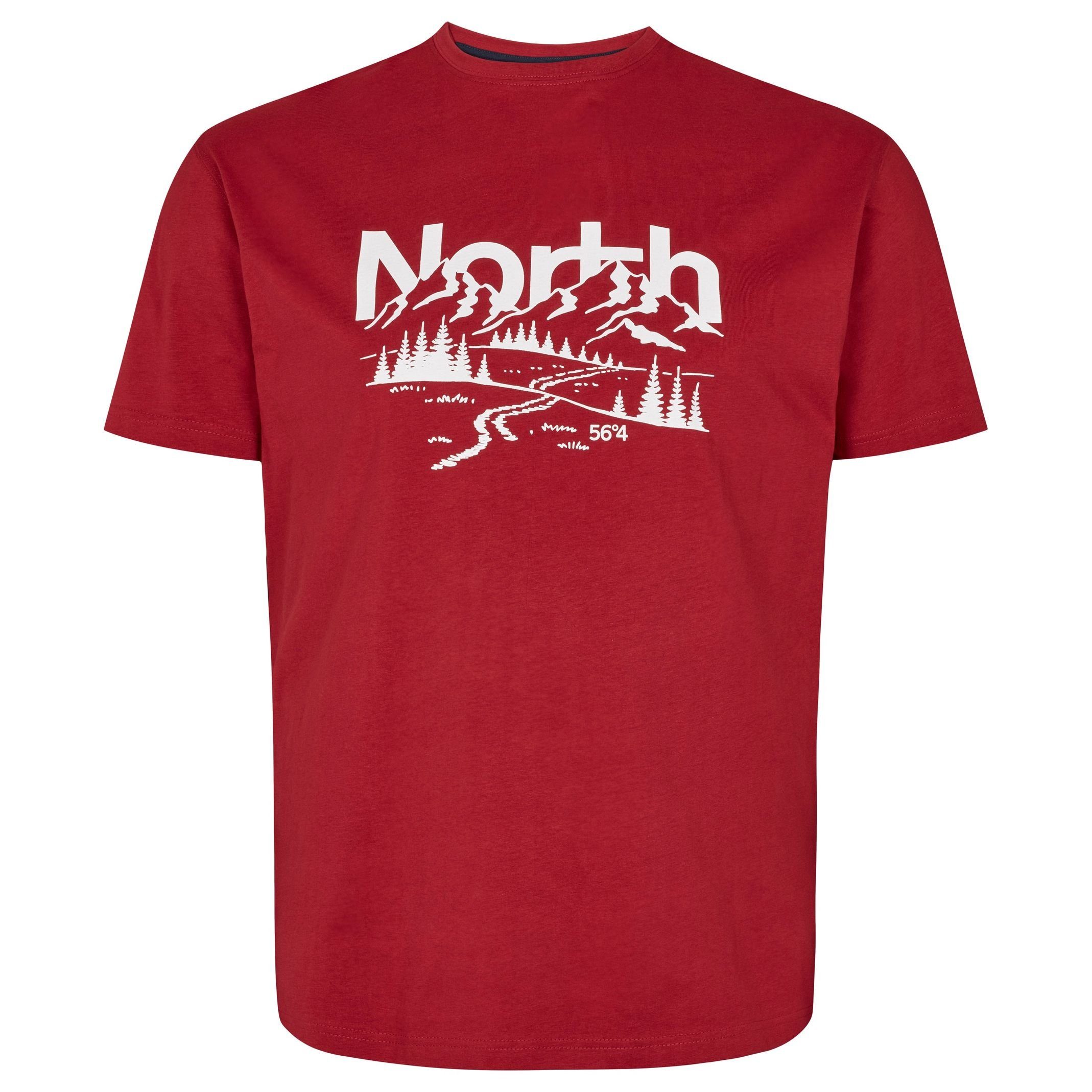north 56 4 Rundhalsshirt von Übergrößen, Printed T-Shirt rot 56°4 North in