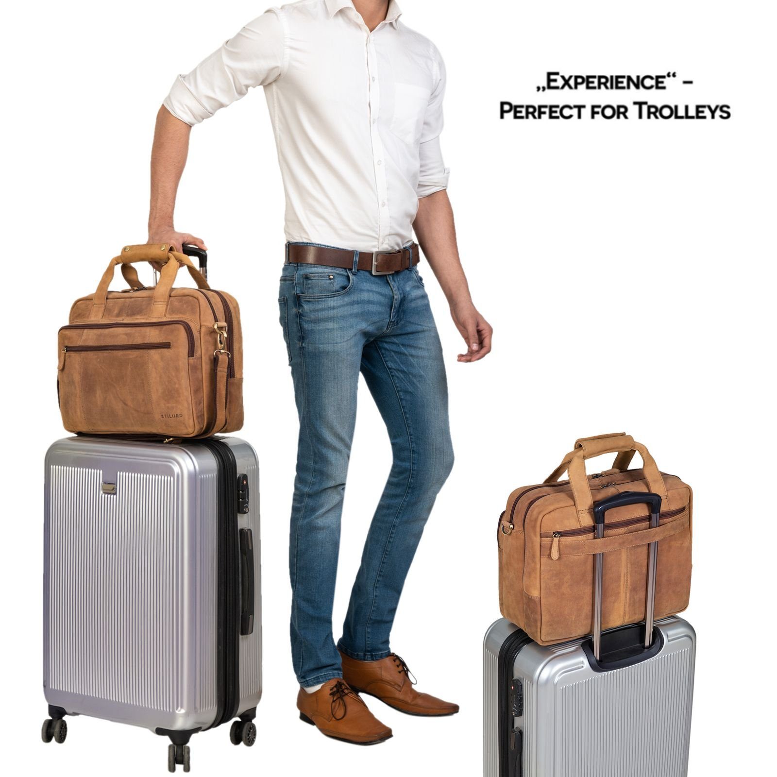 STILORD Aktentasche "Experience" Vintage Lehrertasche Leder groß Herren Damen
