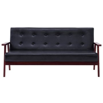 furnicato Sofa 3-tlg. Sofagarnitur Schwarz Kunstleder