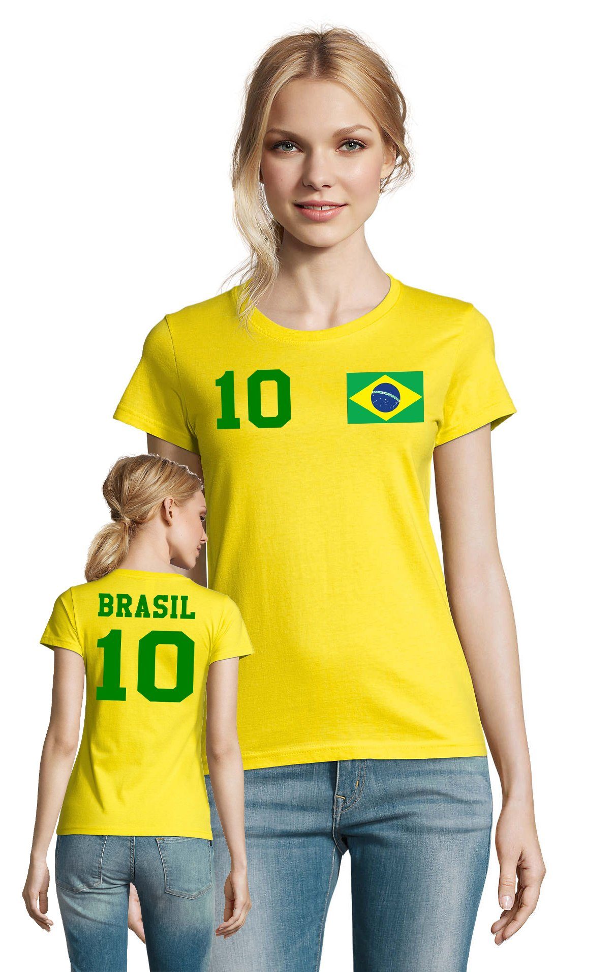 Blondie & Brownie T-Shirt Damen Brasilien Sport Trikot Fussball Weltmeister  Meister WM