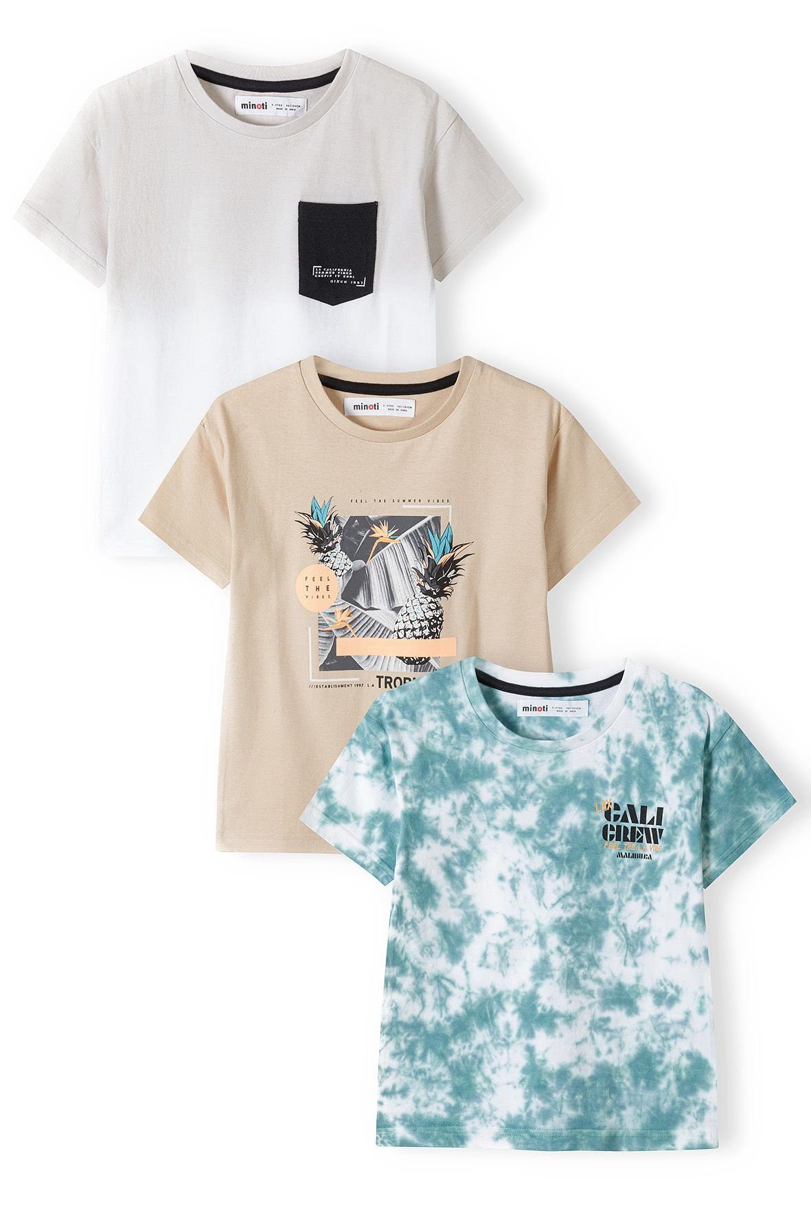 MINOTI T-Shirt 3-Pack T-Shirts (3y-14y) Steingrau