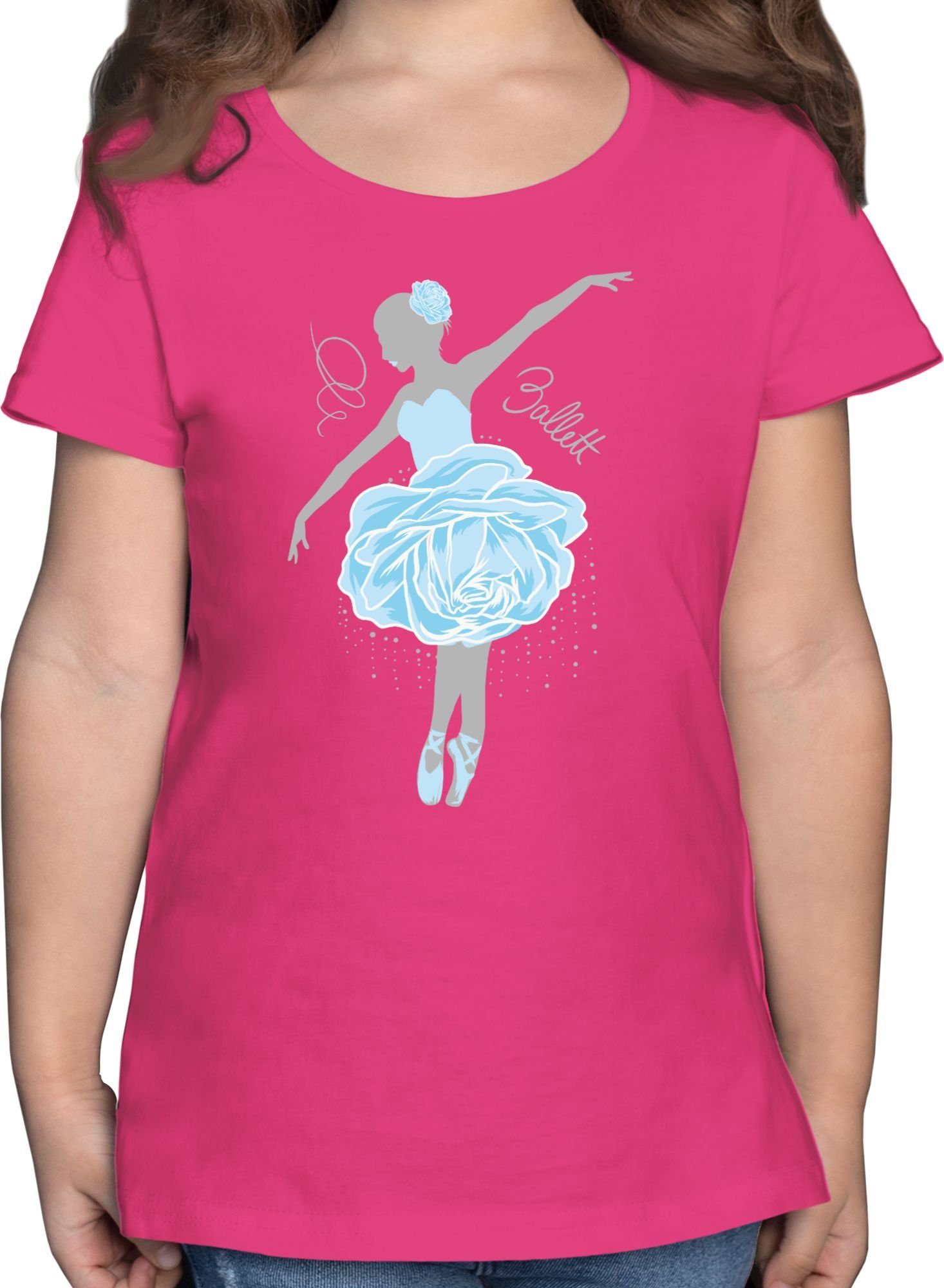 - 01 Kinder Sport Shirtracer Fuchsia grau/blau Kleidung Ballerina T-Shirt