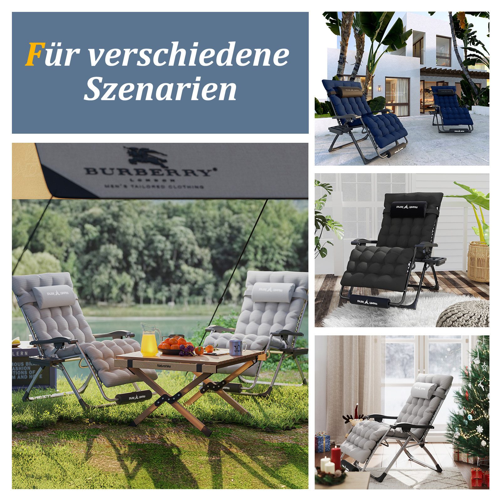 UDPATIO Gartenliege Klappbare Sonnenliege Liegestuhl, Mit günstig online kaufen