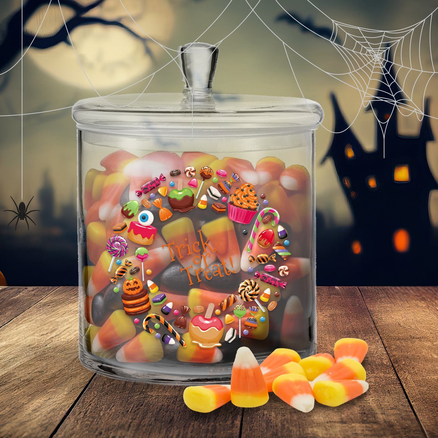 GRAVURZEILE Keksdose im UV-Druck Halloween or Design, Candy (Kein Glas, Trick Treat Set)
