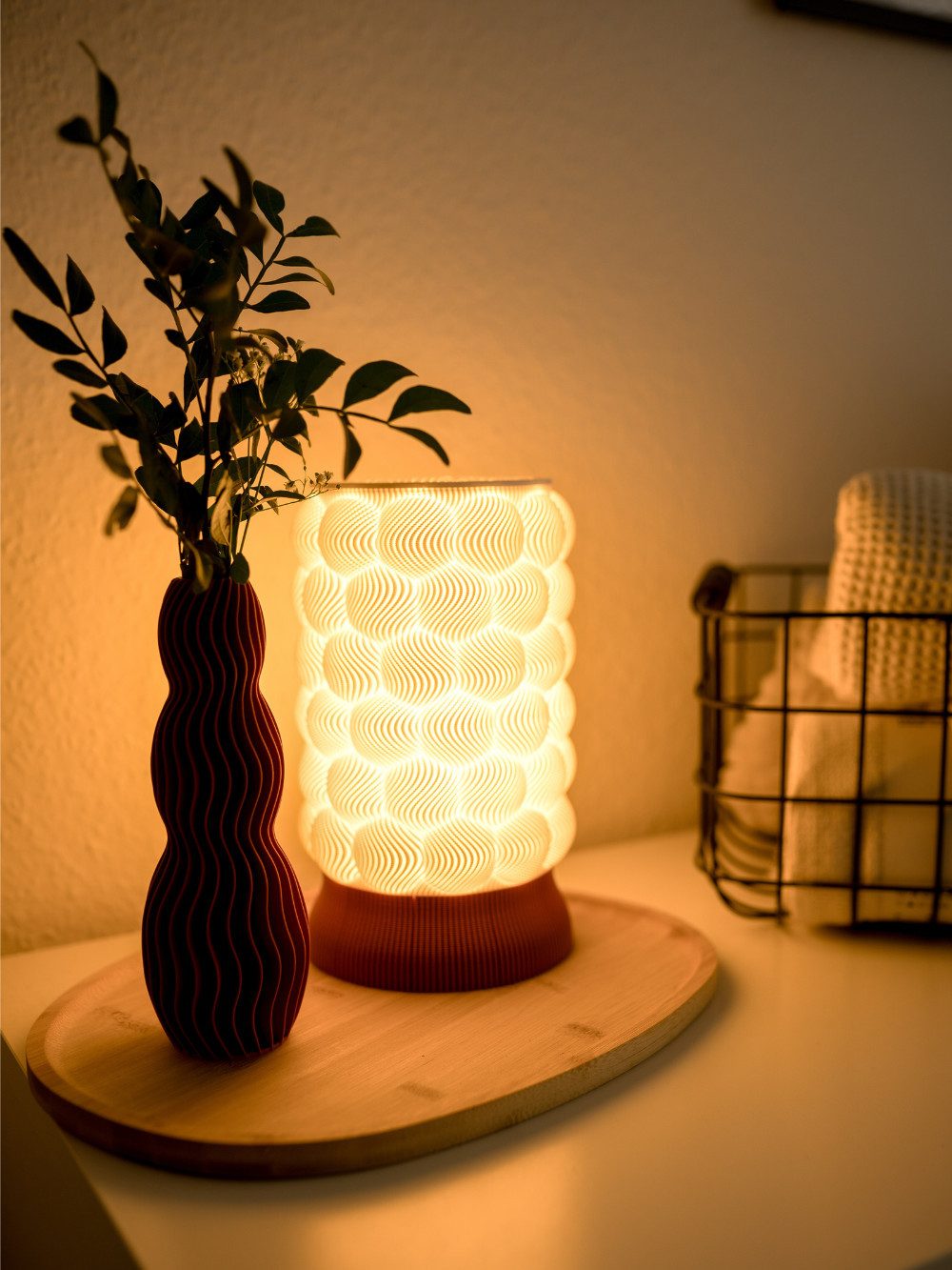 Shapes - Decorations LED Nachttischlampe The Tube Designerleuchte, Tischleuchte, Nachttischlampe mit Kabel, ohne Leuchtmittel, Je nach Leuchtmittel, E14