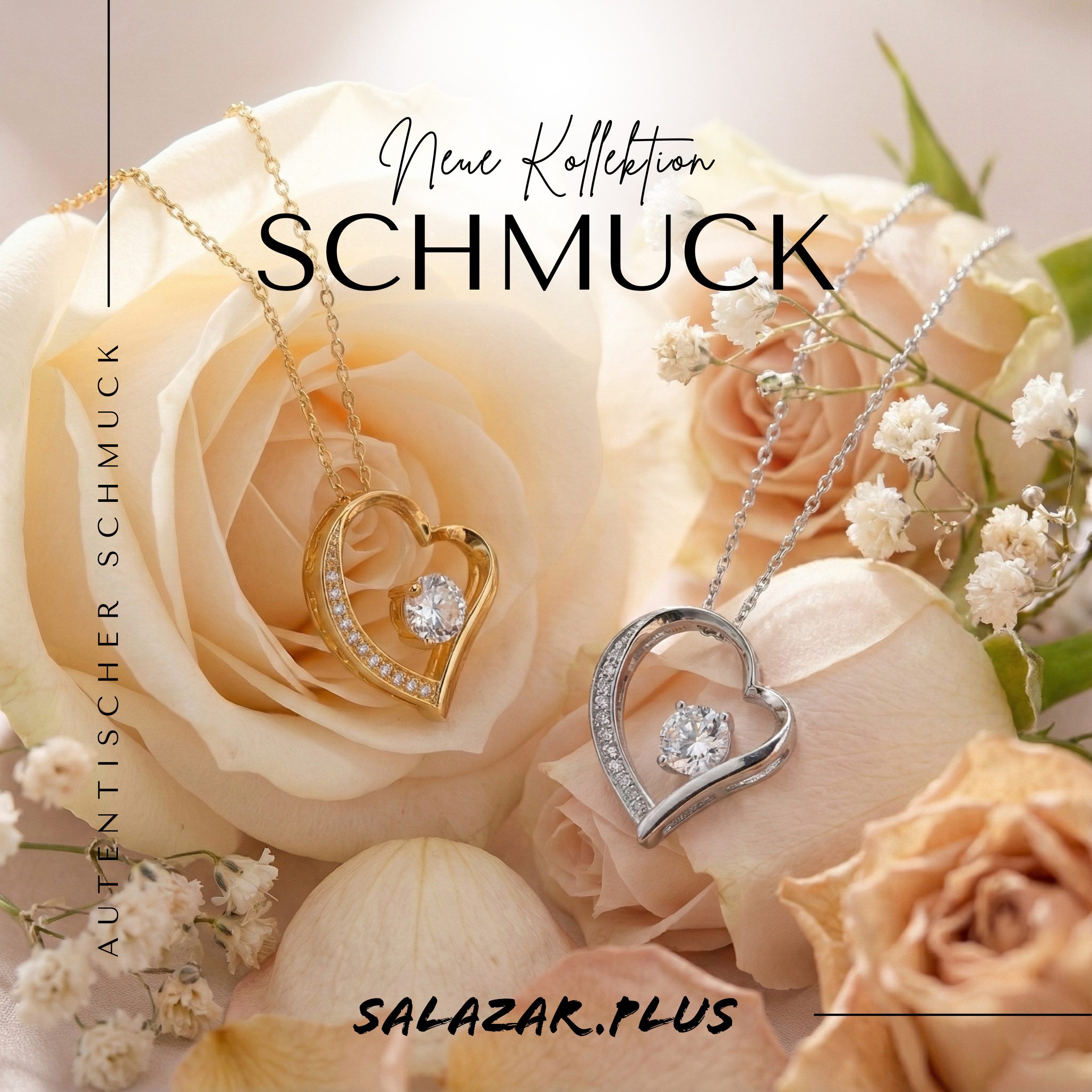 salazar.plus Kette mit Anhänger Elegante 925 Silber vergoldete Luxus Damenkette mit Herzanhänger, Luxuriöse 925er Herzkette vergoldet – romantisches Geschenk