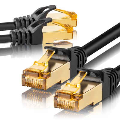 SEBSON »LAN Kabel 2m CAT 7 rund - 2er Set Netzwerkkabel 10 Gbit/s, RJ45 Stecker - S-FTP abgeschirmt« Netzkabel, (200 cm)