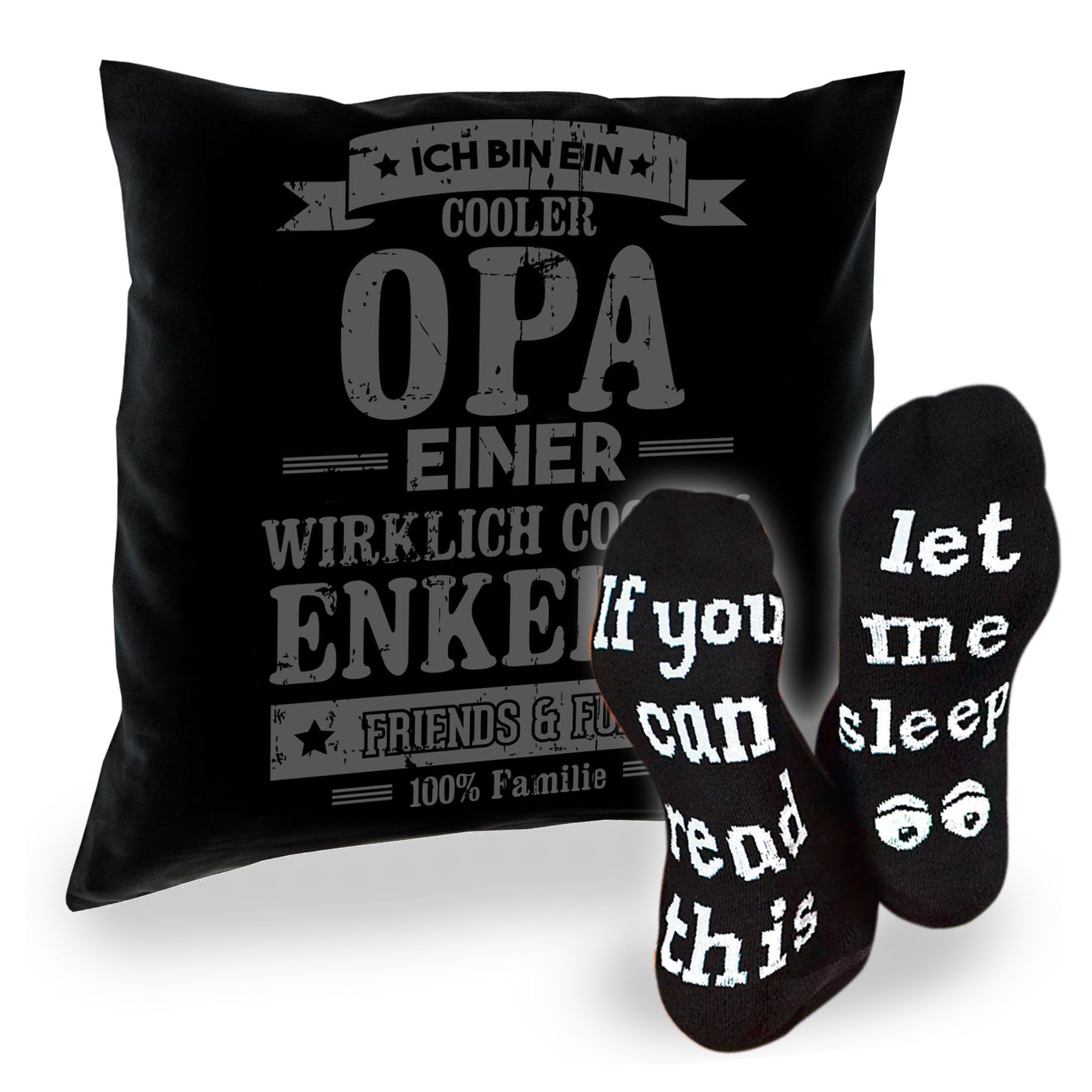 Soreso® Dekokissen Kissen Cooler Opa einer Enkelin & Sprüche Socken Sleep, Geschenke für Großvater Geschenkidee schwarz
