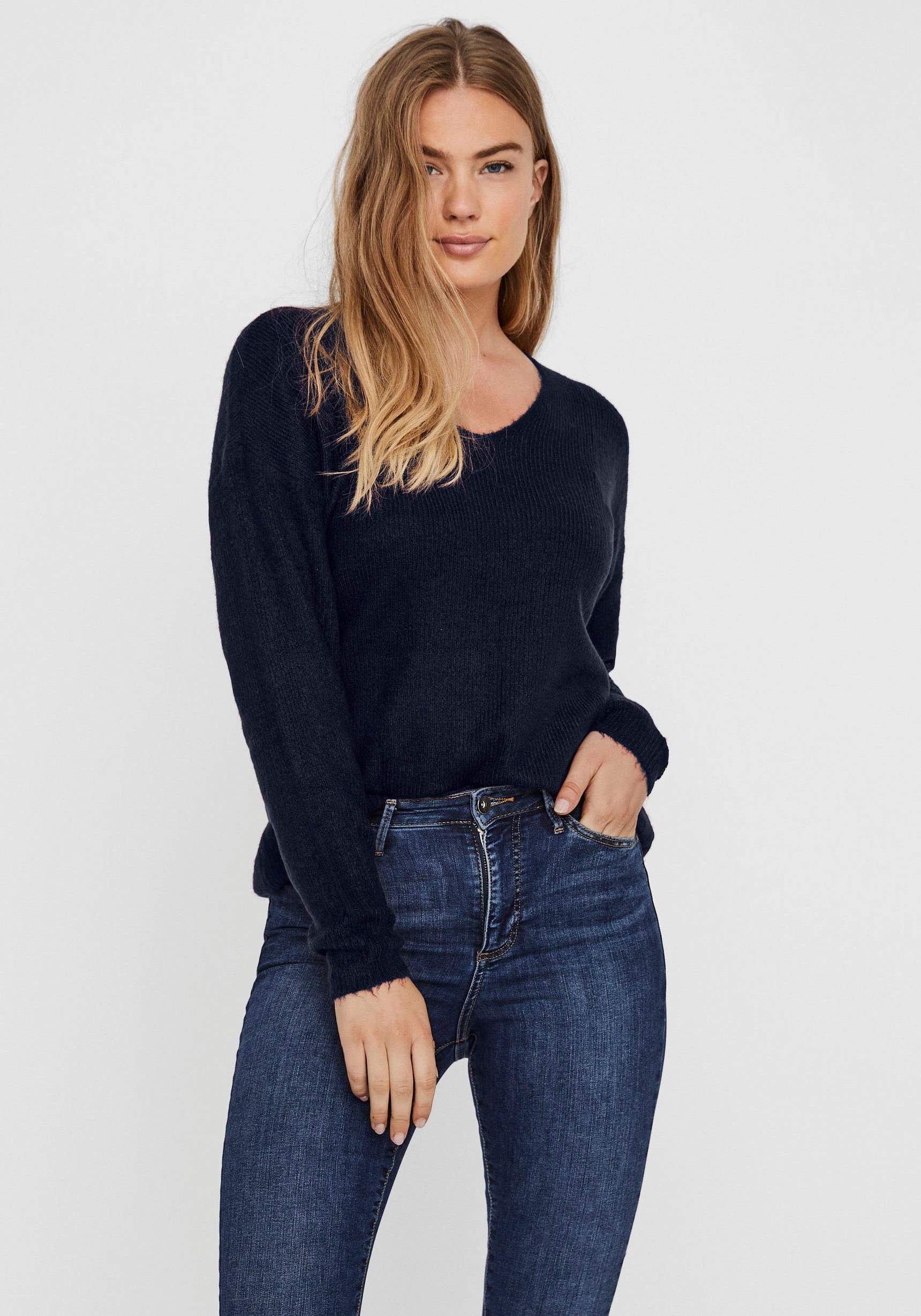 Vero Moda V-Ausschnitt-Pullover VMCREWLEFILE LS V-NECK BLOUSE NOOS