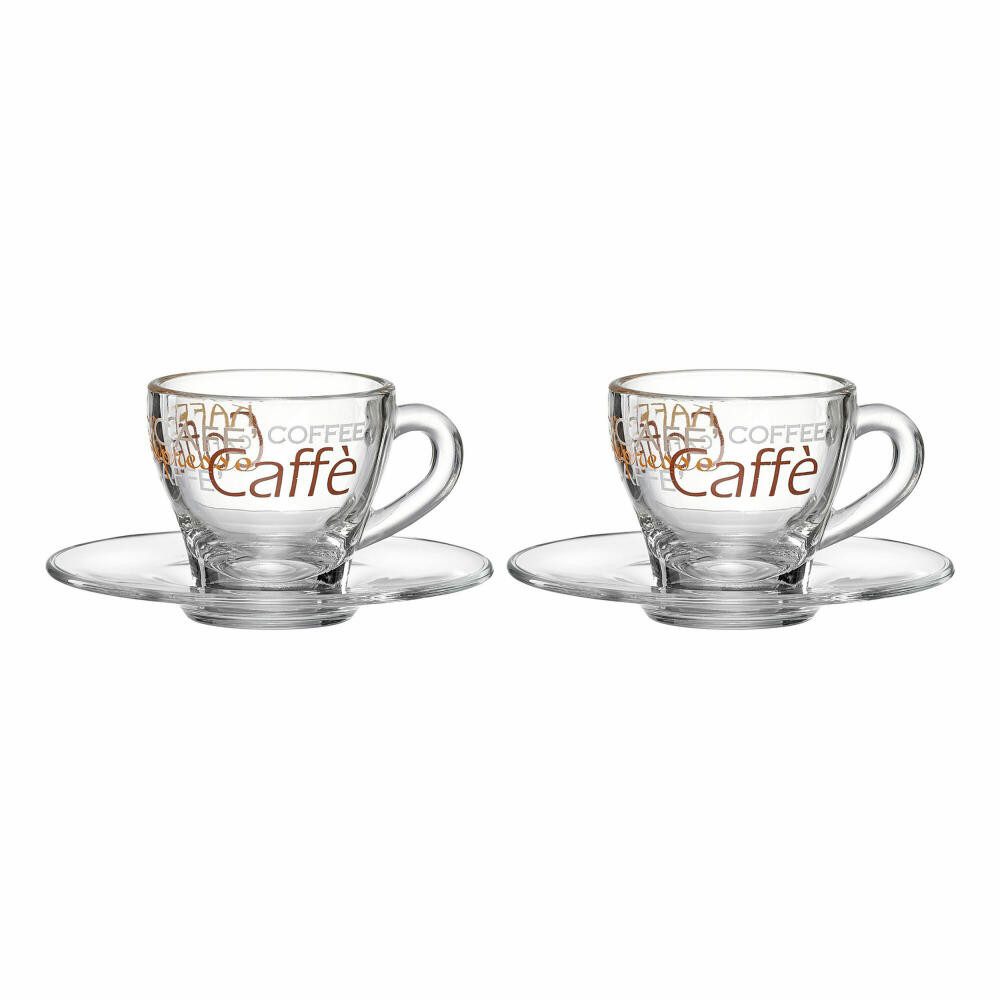 Ritzenhoff & Breker Espressotasse 2er Set Milano mit Untertassen, 95 ml, 2-tlg., Glas