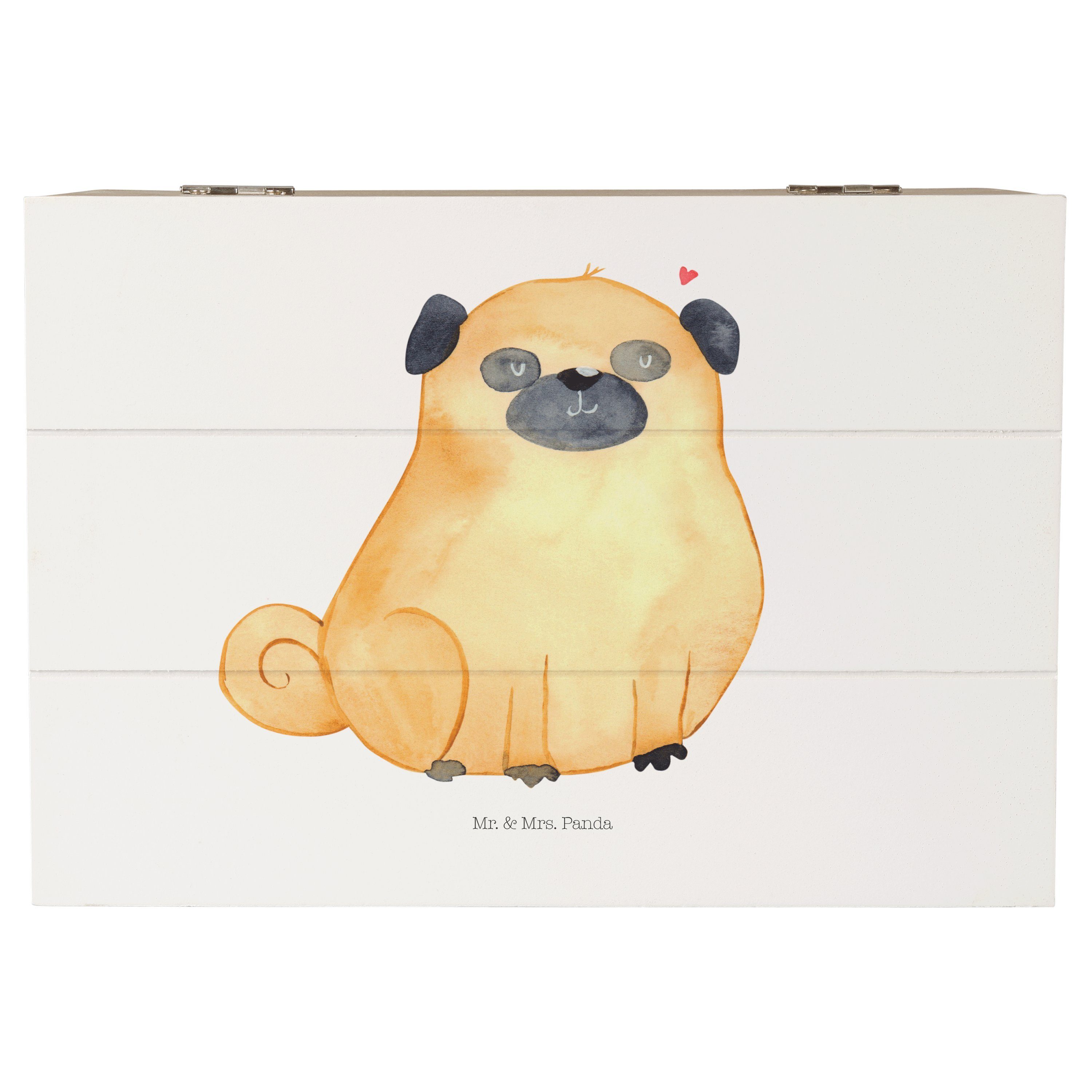Dekokiste Mops - Weiß - Geschenk, Haustier, Hundeliebe, Hundemama, Liebe, Vierb