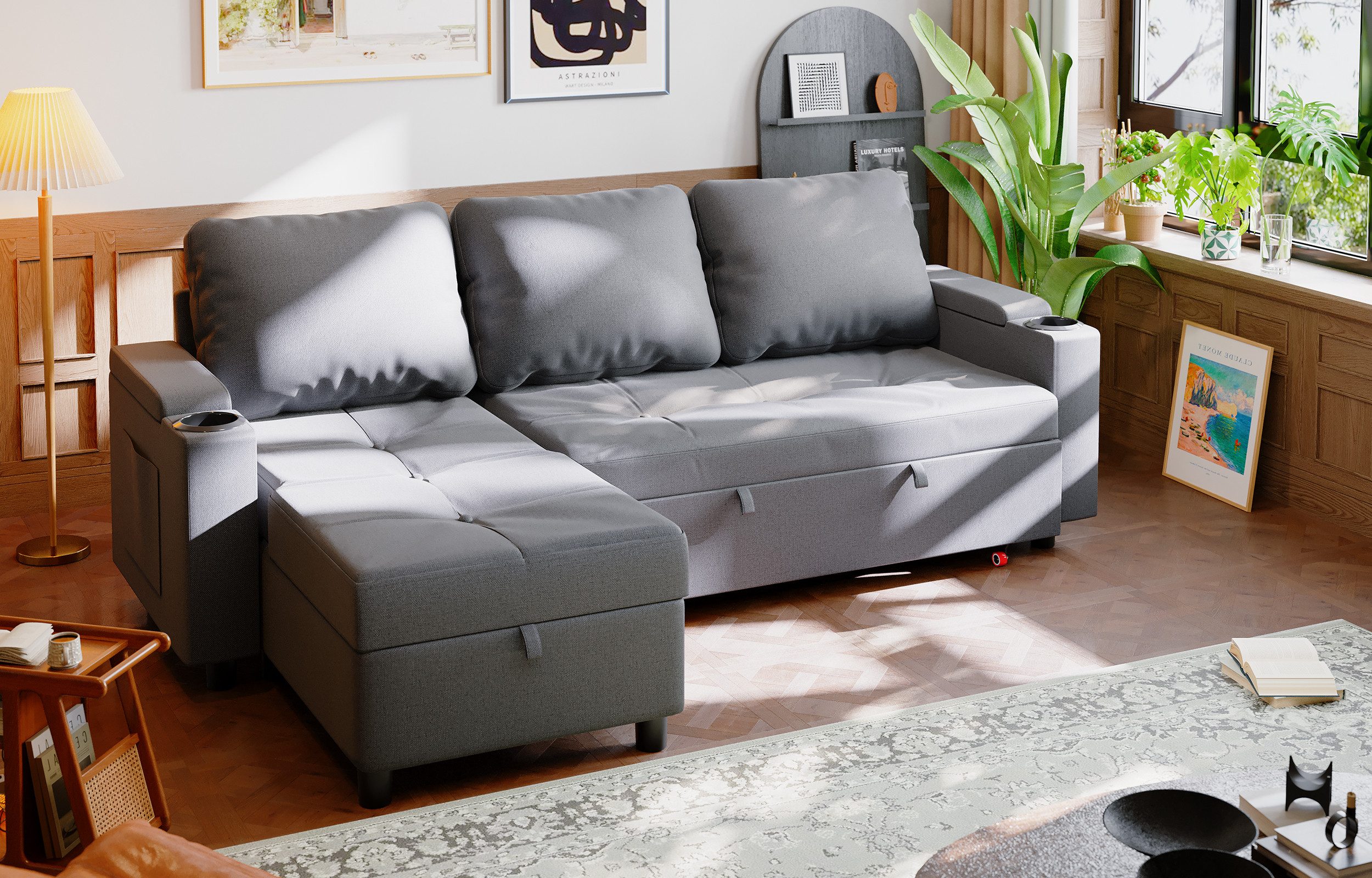 GUNJI Ecksofa L-förmiges Sofa mit Gästebettfunktion günstig online kaufen