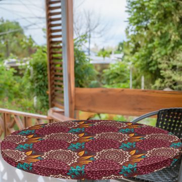 Abakuhaus Tischdecke Rundum-elastische Stofftischdecke, Ethnisch Rustikal gefärbte florale Formen