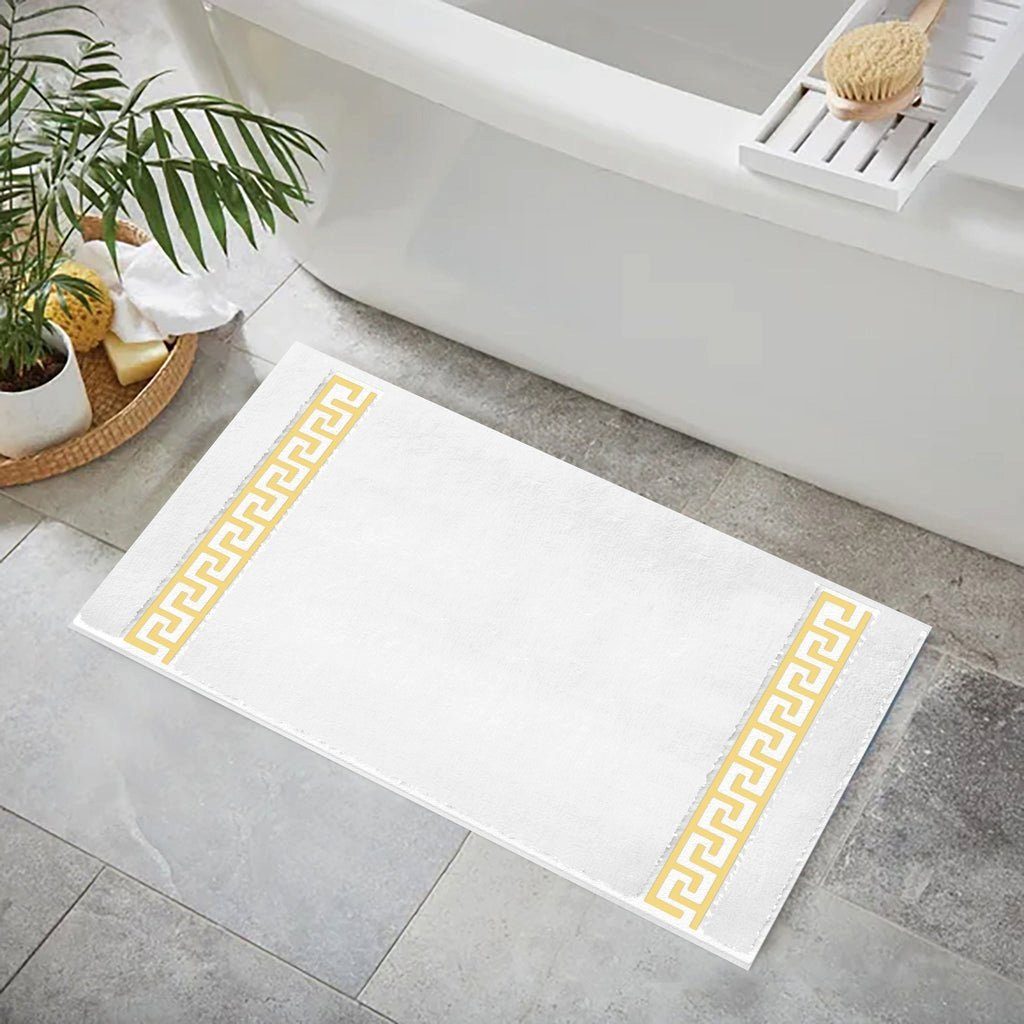 Belle Arti Badematte Badematte Badvorleger Duschmatte Badezimmerteppich Mäander rutschfest, rutschhemmend beschichtet, mit Noppen an der Unterseite, eingestickt, antirutsch, fußbodenheizunggeeignet, schnelltrocknend, weich, antiallergisch, Baumwolle, Badteppich Badgarnitur in schwarz weiss beige gold saugstark