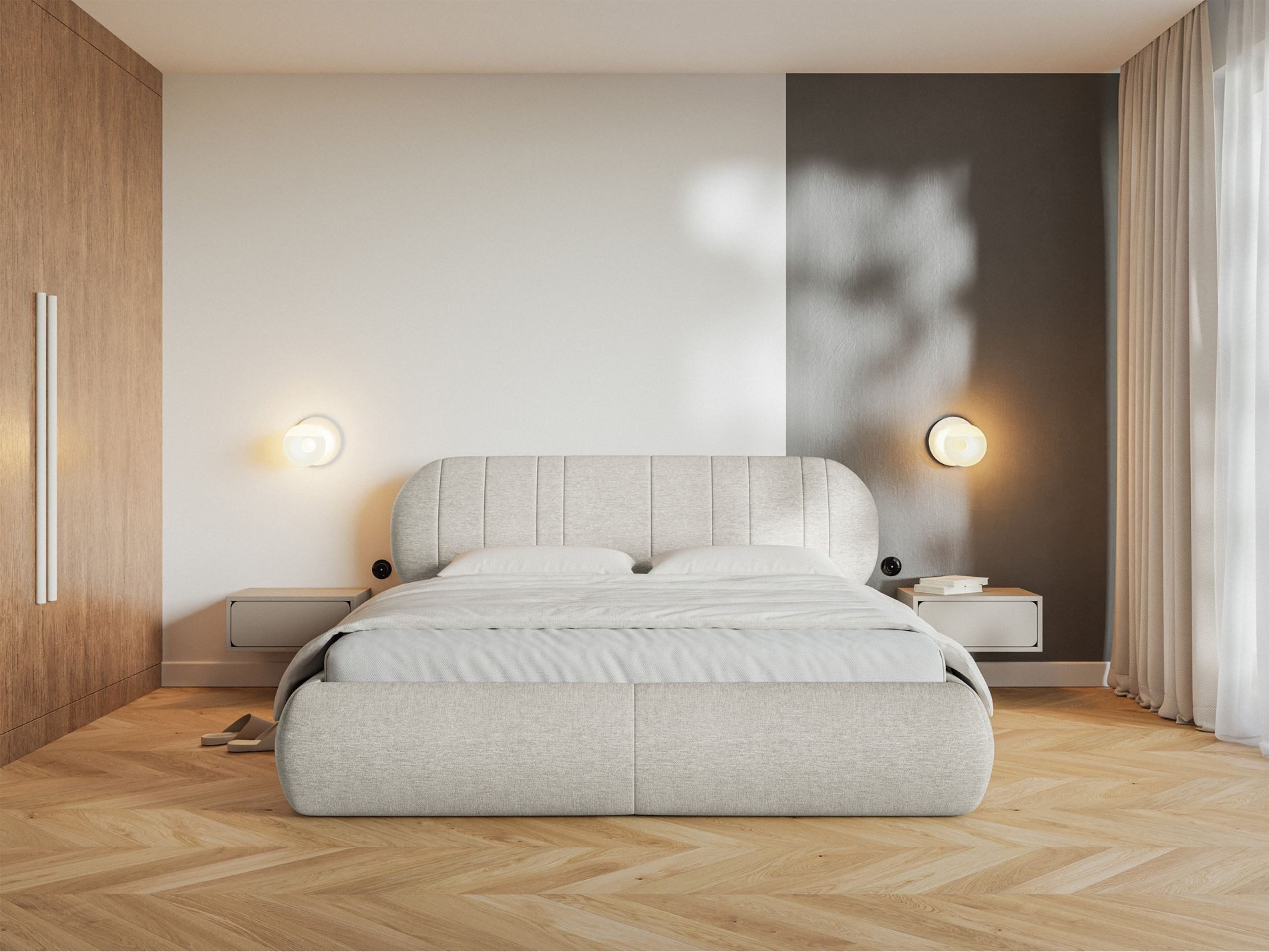 Selsey Polsterbett ASMELIO, Doppelbett mit Rollrost und Kopfteil