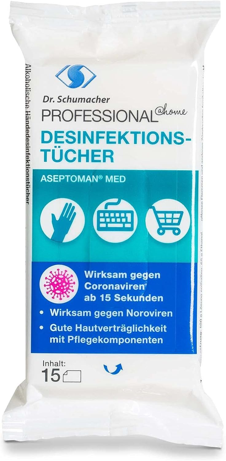 Dr. Schumacher DESINFEKTIONSTÜCHER ASEPTOMAN MED, gegen Coronaviren uvm. 15 Tücher Hand-Desinfektionsmittel (1-St)